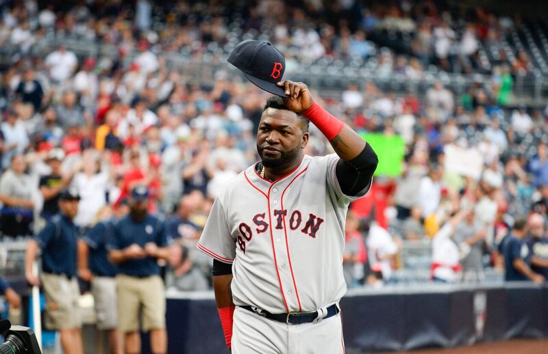 Hats off for David Ortiz during a Red Sox match | Source: Getty Images/GlobalImagesUkraine