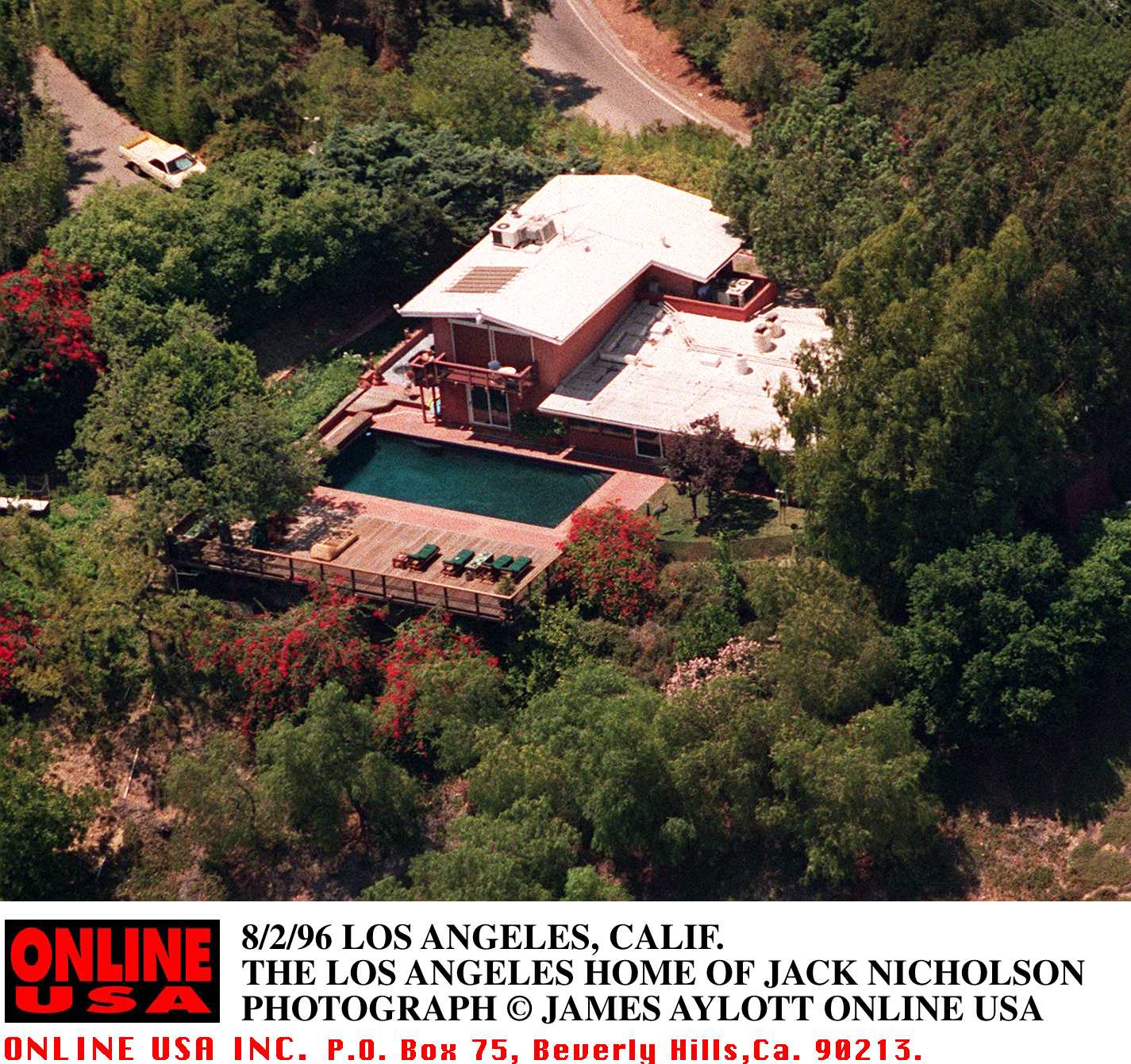 La mansión de Mulholland Drive de Jack Nicholson en Los Ángeles 1996. | Foto: Getty Images
