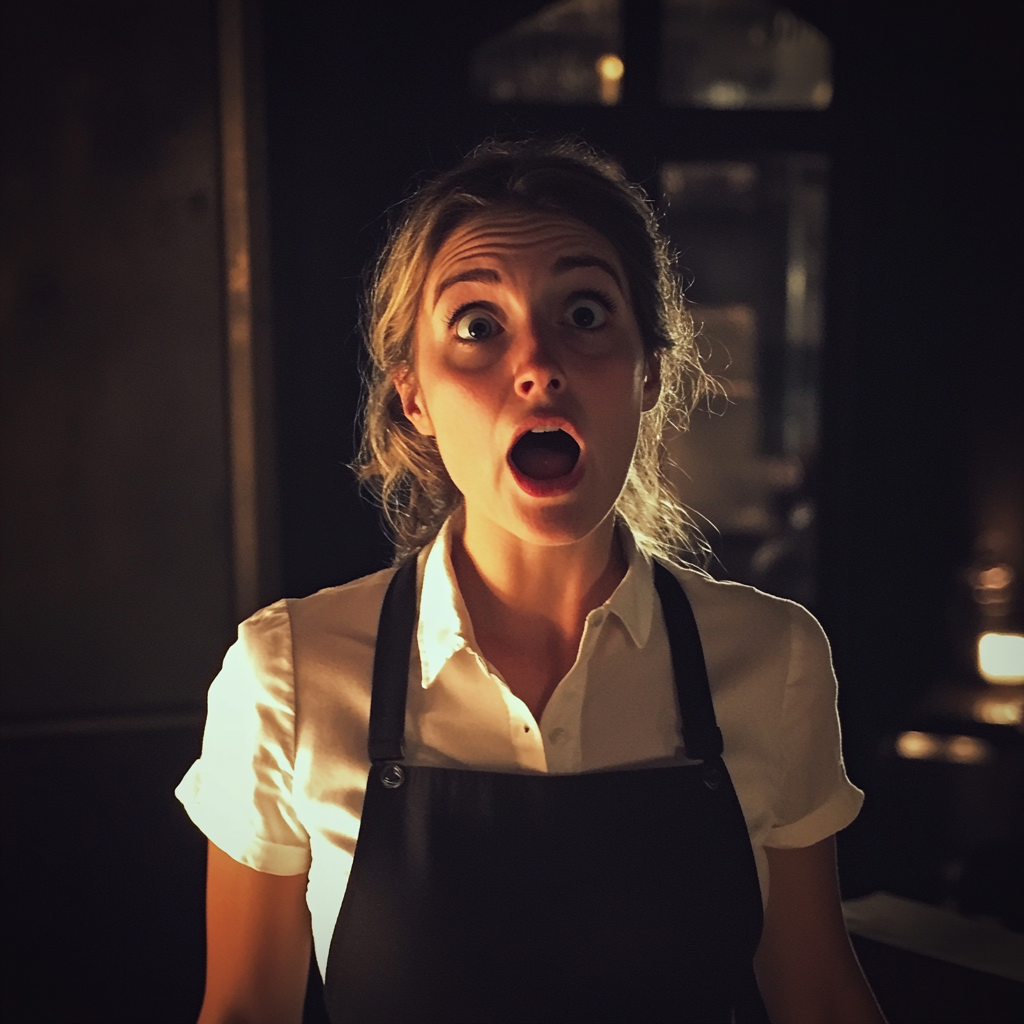 A shocked waitress | Source: Midjourney