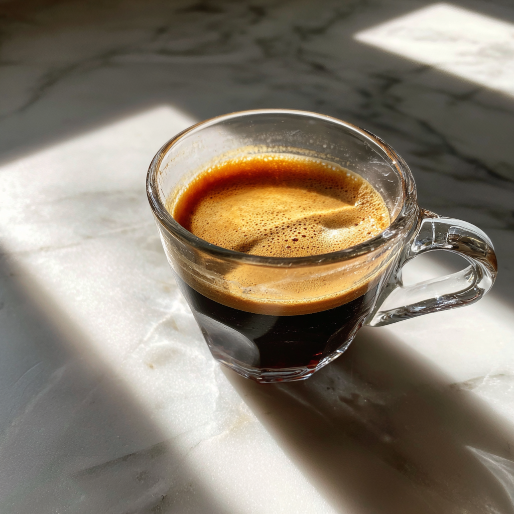 An espresso on a marble counter | Source: Midjourney