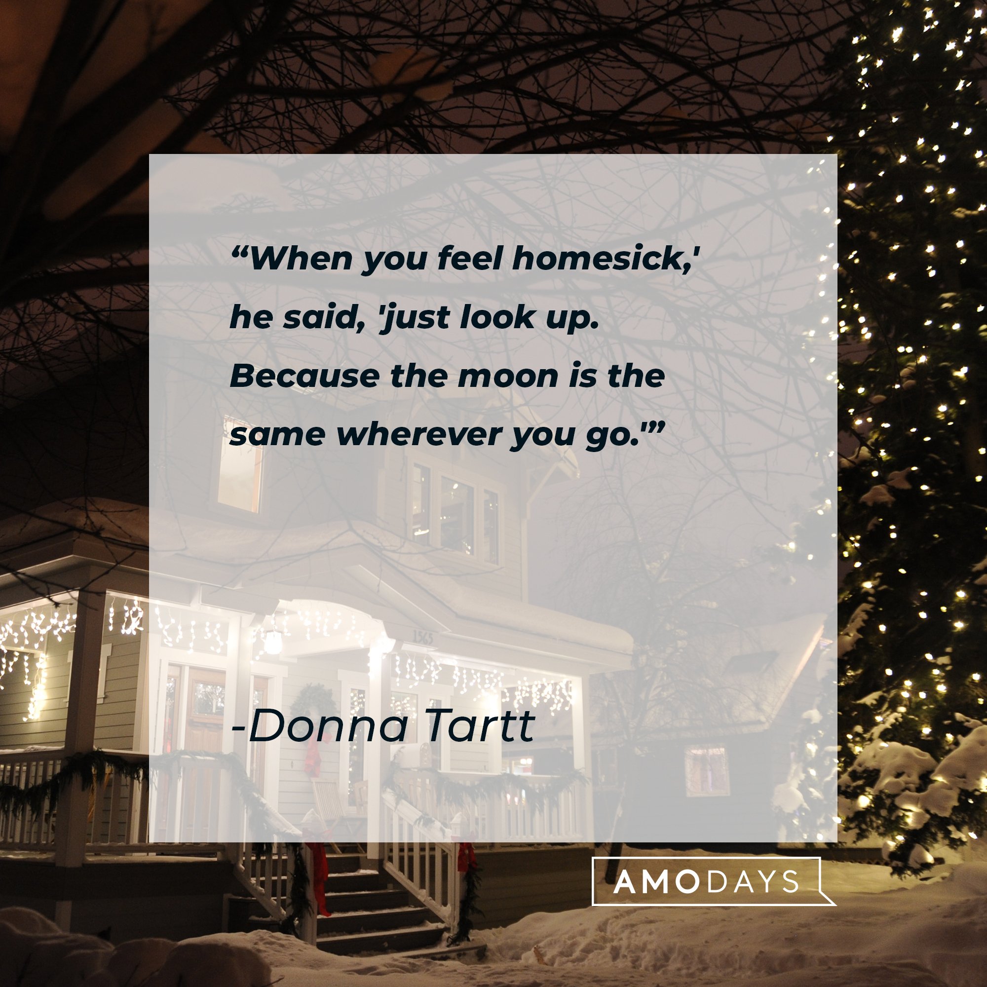 Donna Tartt's quote: "'When you feel homesick,' he said, 'just look up. Because the moon is the same wherever you go.'" | Image: AmoDays