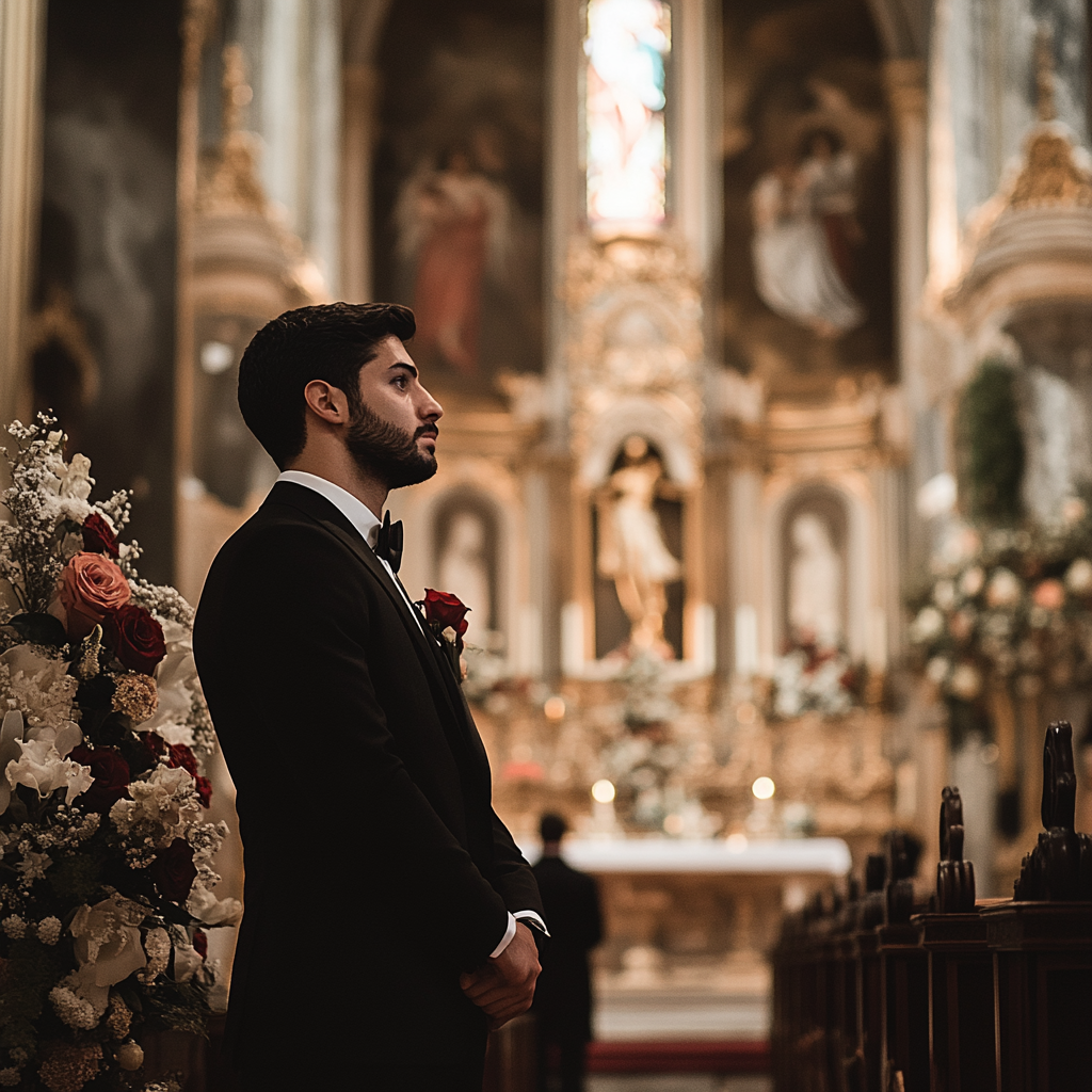 Groom standing at the altar | Source: Midjourney