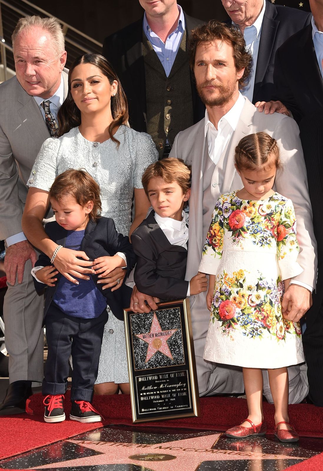 Matthew McConaughey, his wife Camila Alves, and their children Levi, Livingston, and Vida at The Hollywood Walk Of Fame ceremony for Matthew on November 17, 2014, in California | Photo: Jason Merritt/Getty Images