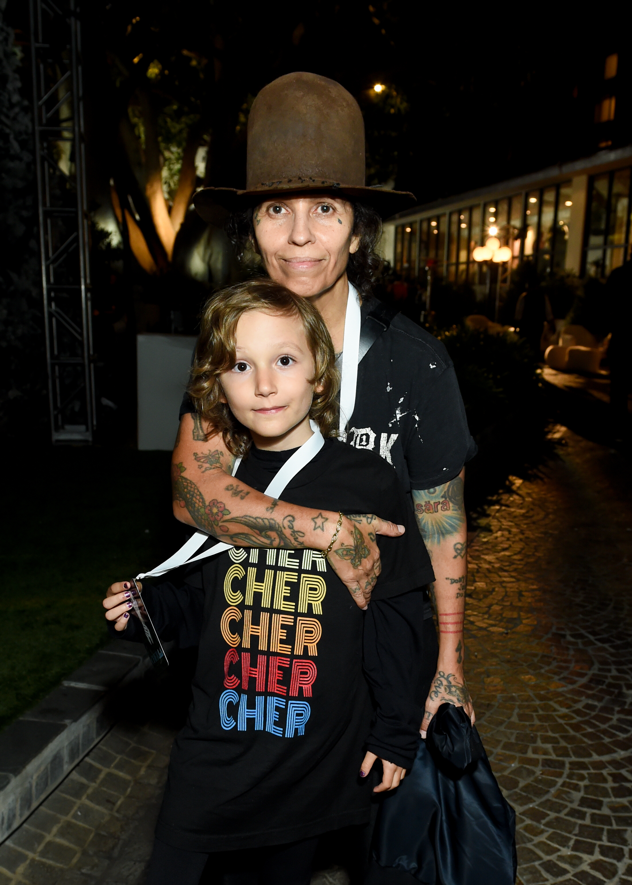 Linda Perry and Rhodes Emilio Gilbert Perry at Cher's Gelato Truck "Cherlato" Hosts Christmas Came Early event in Santa Monica, California on October 24, 2023 | Source: Getty Images