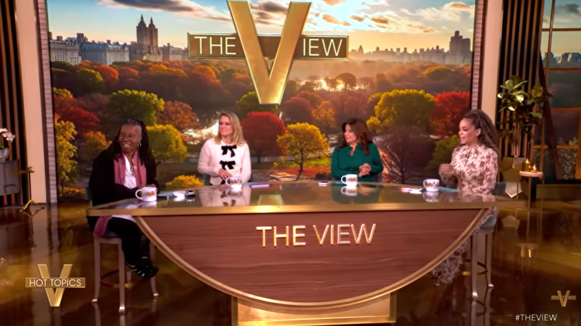 The panel listens as Whoopi Goldberg describes her two-week shoot for an Italian soap opera, which aired on December 1, 2025 | Source: YouTube/TheView