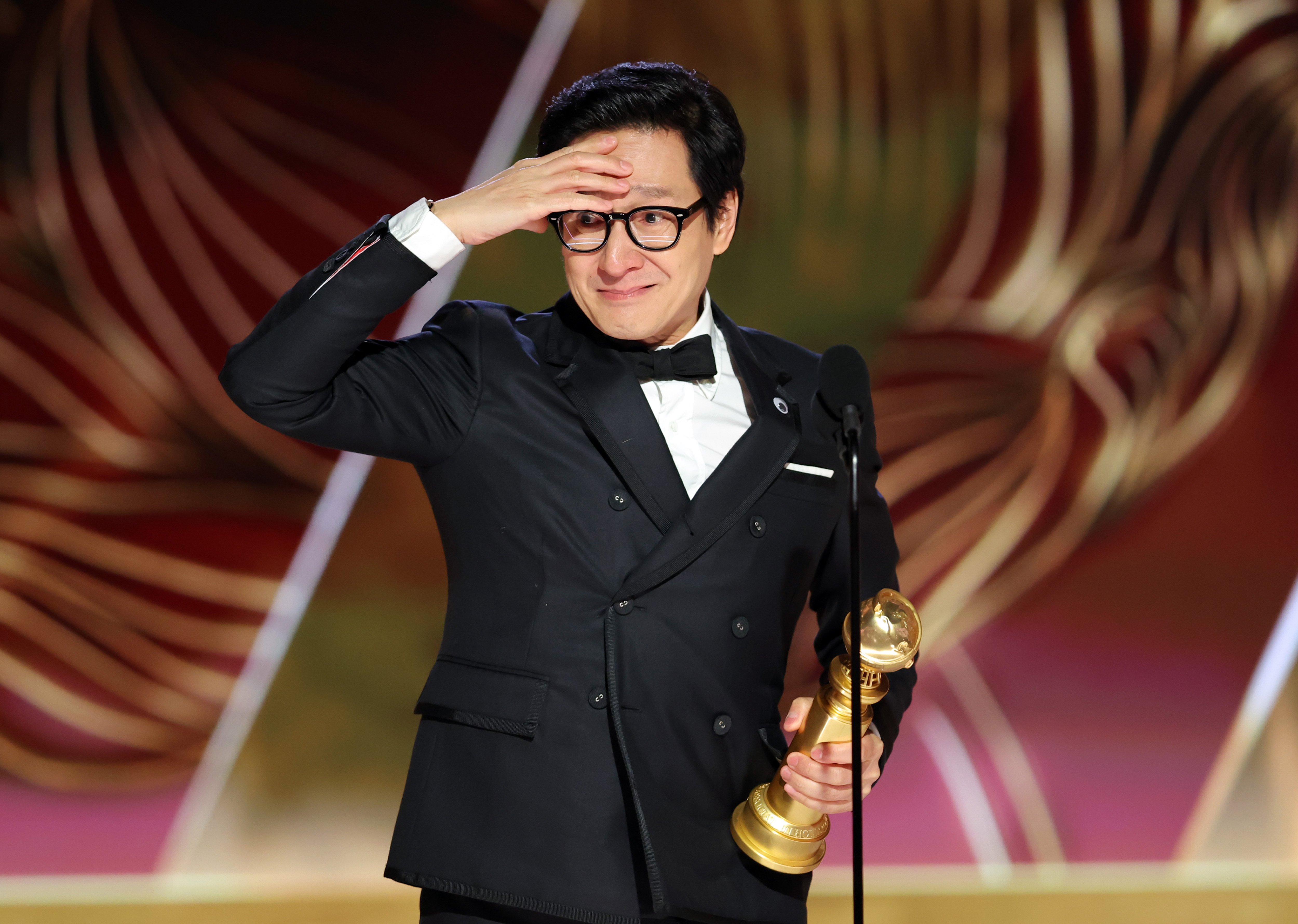 Ke Huy Quan after winning Best Supporting Actor for "Everything Everywhere All at Once" at the 80th annual Golden Globe Awards at The Beverly Hilton hotel in Beverly Hills, California, on January 10, 2023. | Source: Getty Images
