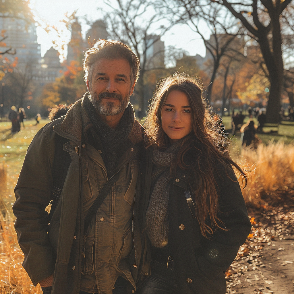 Dad and his daughter walking in the park | Source: Midjourney