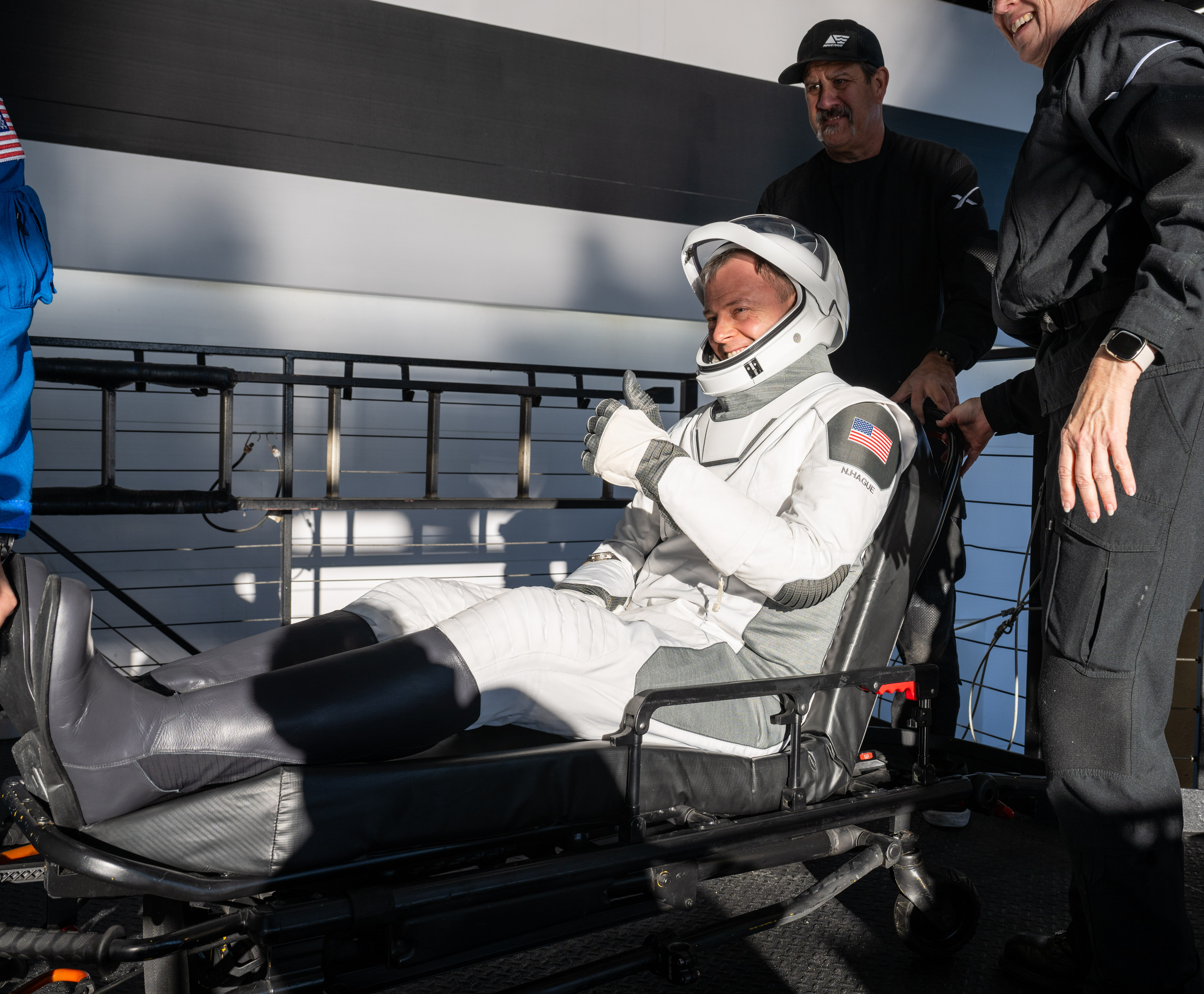 Nick Hague assisted after landing back on Earth | Source: Getty Images