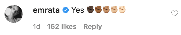 Emily Ratajkowski commented on a video of Lizzo addressing racism | Source: Instagram.com/lizzobeeating