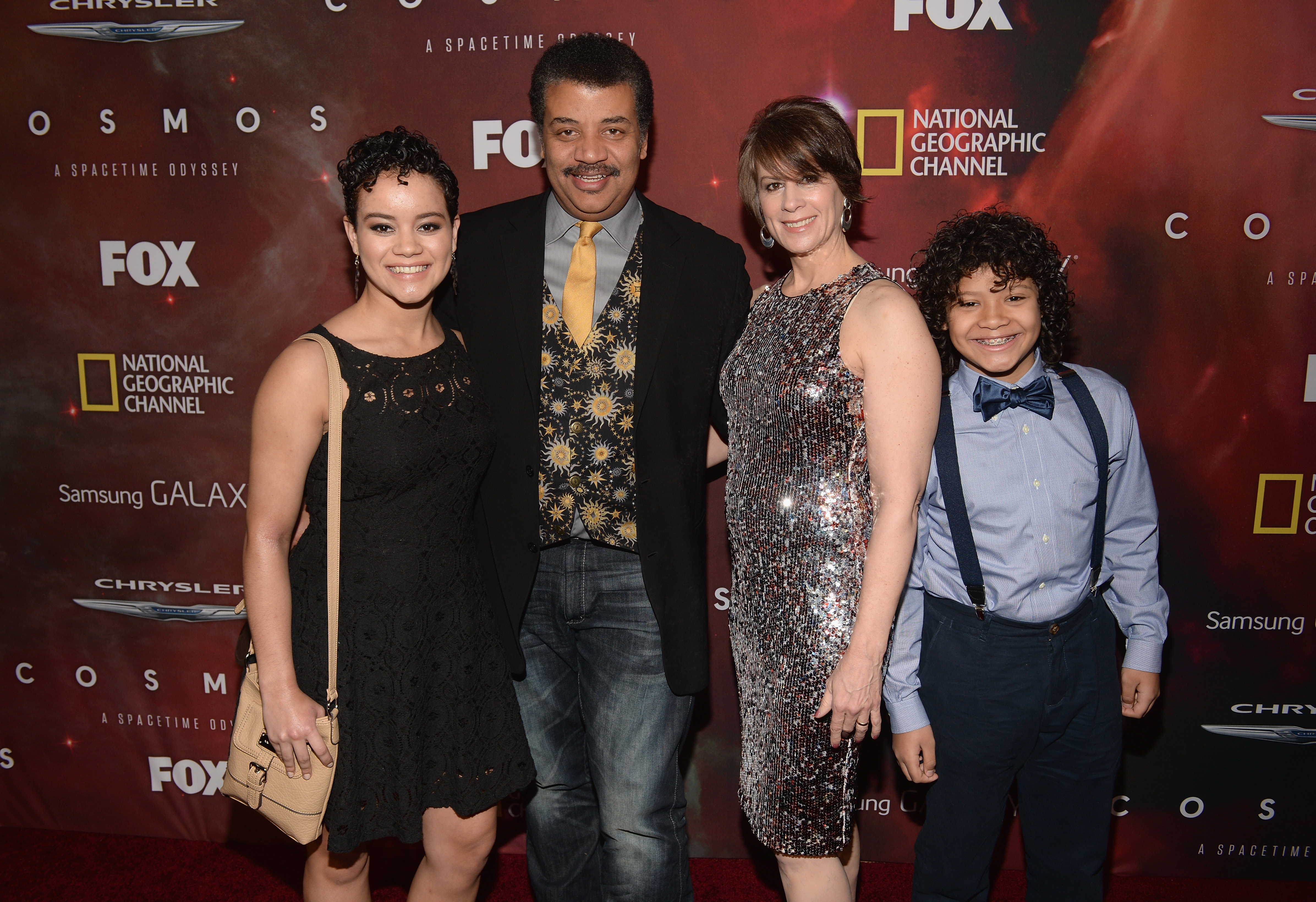 Neil deGrasse Tyson, Miranda Tyson, Alice Young, and Travis Tyson at the premiere of "Cosmos: A SpaceTime Odyssey" on March 4, 2014, in Los Angeles, California. | Source: Getty Images