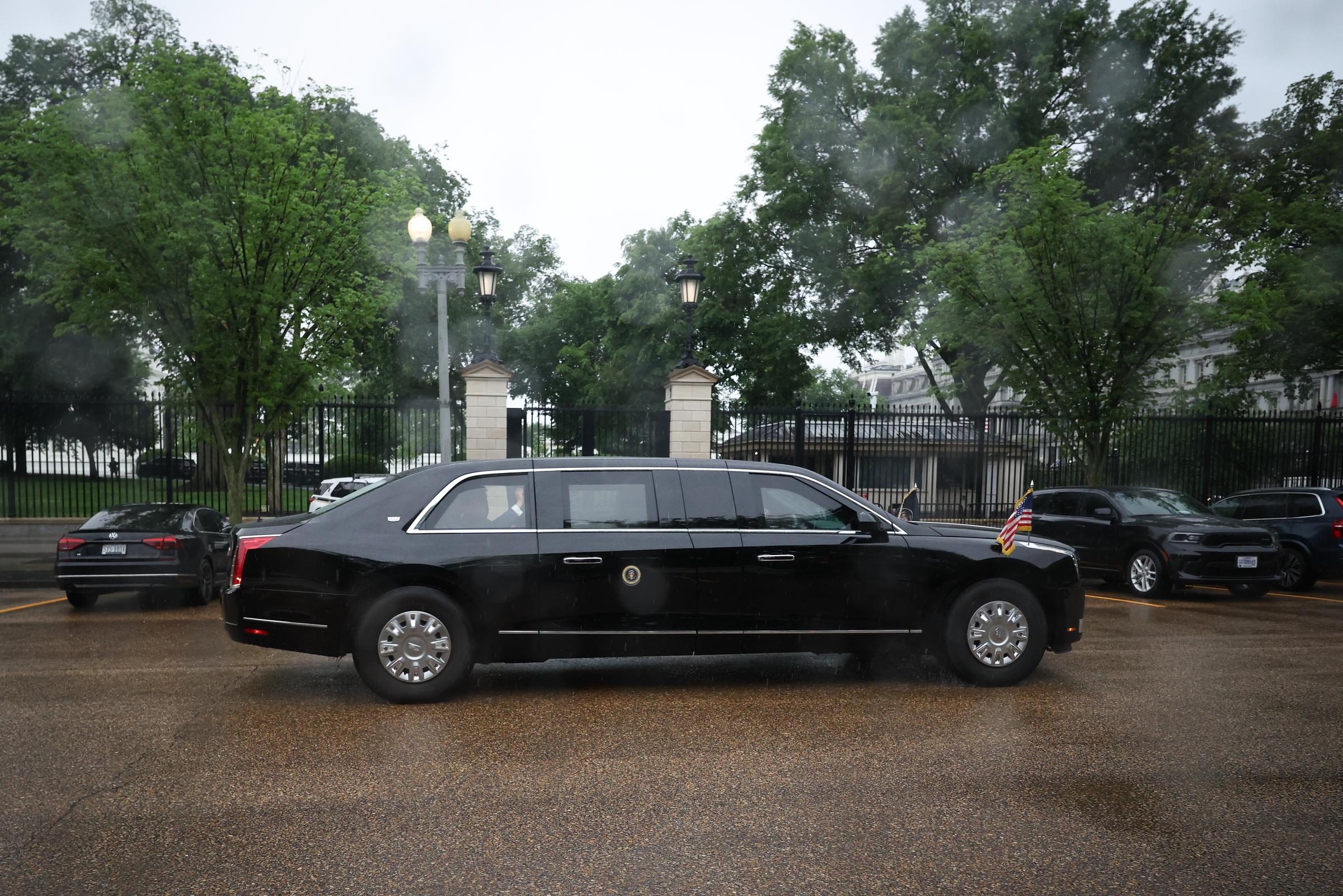 A motorcade carrying President Donald Trump departs the White House on the way to Walter Reed National Military Medical Center on May 26, 2026 in Washington, DC. | Source: Getty Images