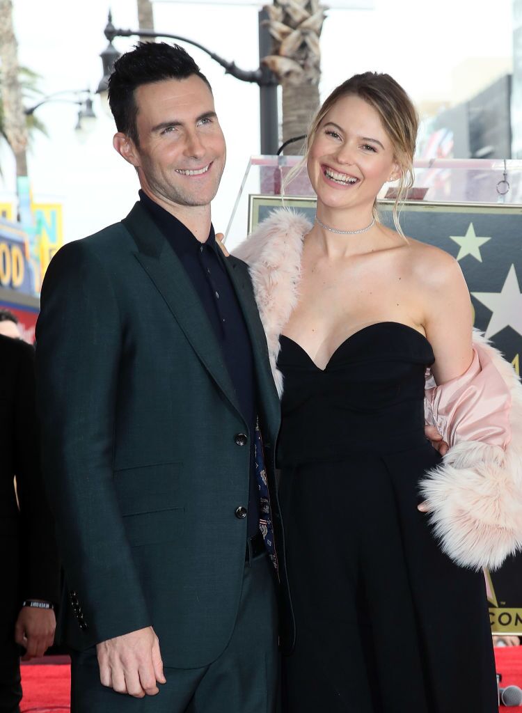 Adam Levine and Behati Prinsloo attend his being honored with a Star on the Hollywood Walk of Fame. | Source: Getty Images