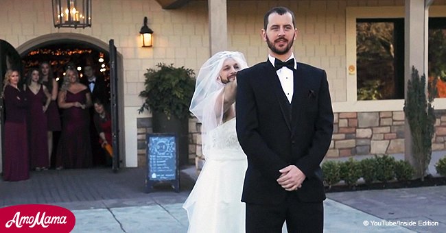 Groom burst into fits of laughter after he turned to look at his 'bride' on their wedding day