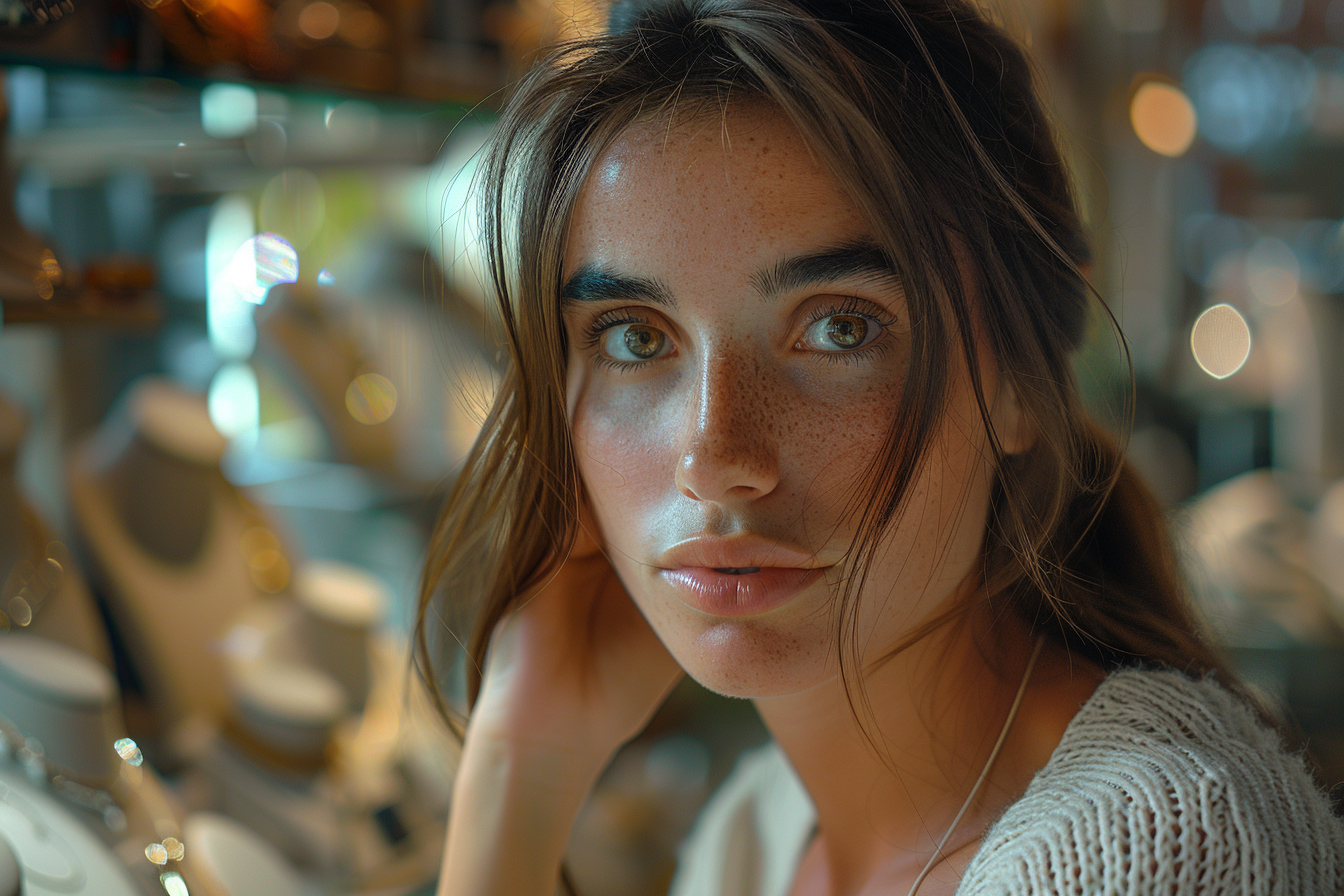 A woman in a jewelry store | Source: Midjourney