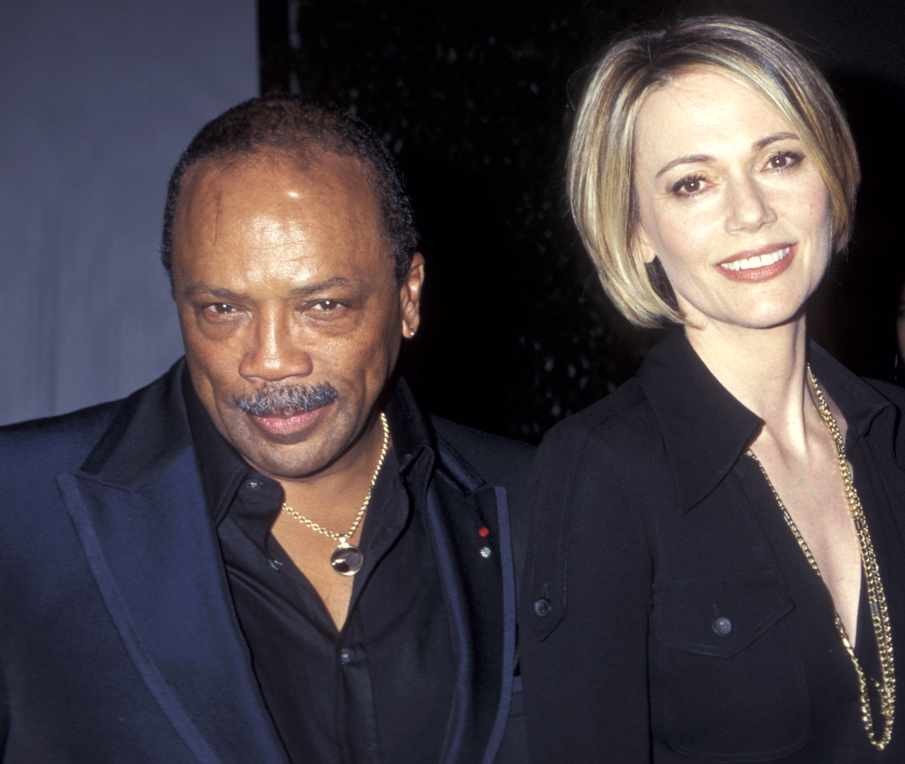 Quincy Jones and Peggy Lipton attend the Sixth Annual Fire & Ice Ball at Warner Brothers Studios in Burbank on October 17, 1996 | Source: Getty Images