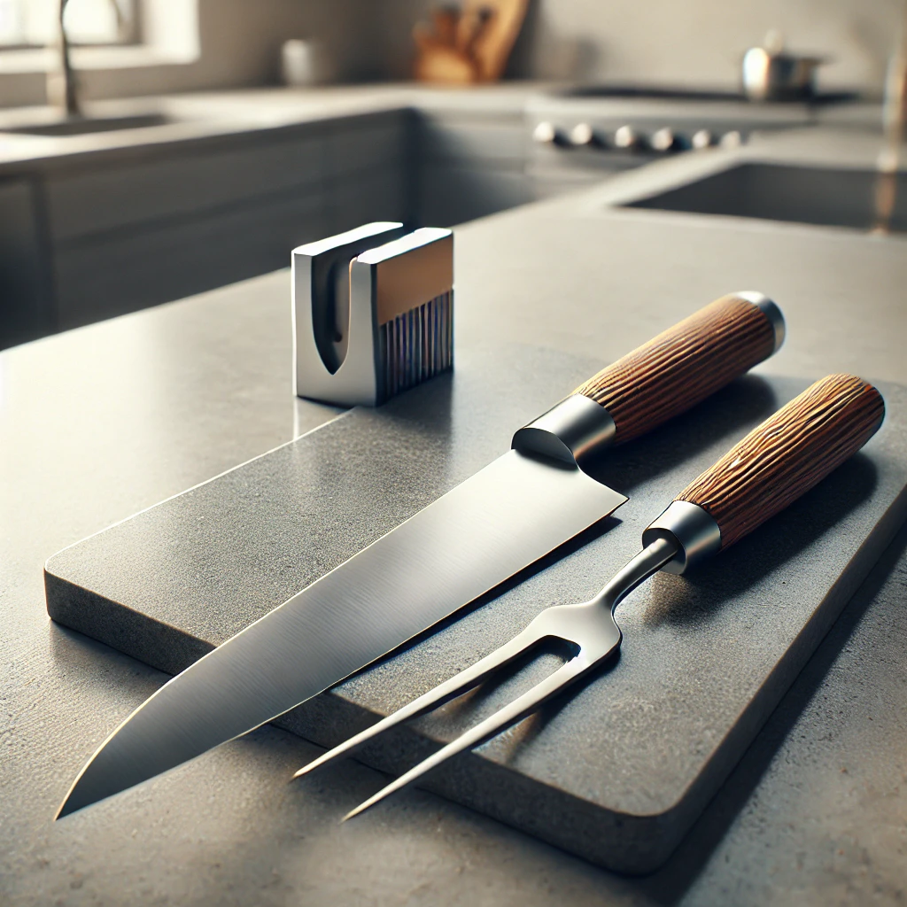 A carving set on a kitchen counter | Source: DALL-E