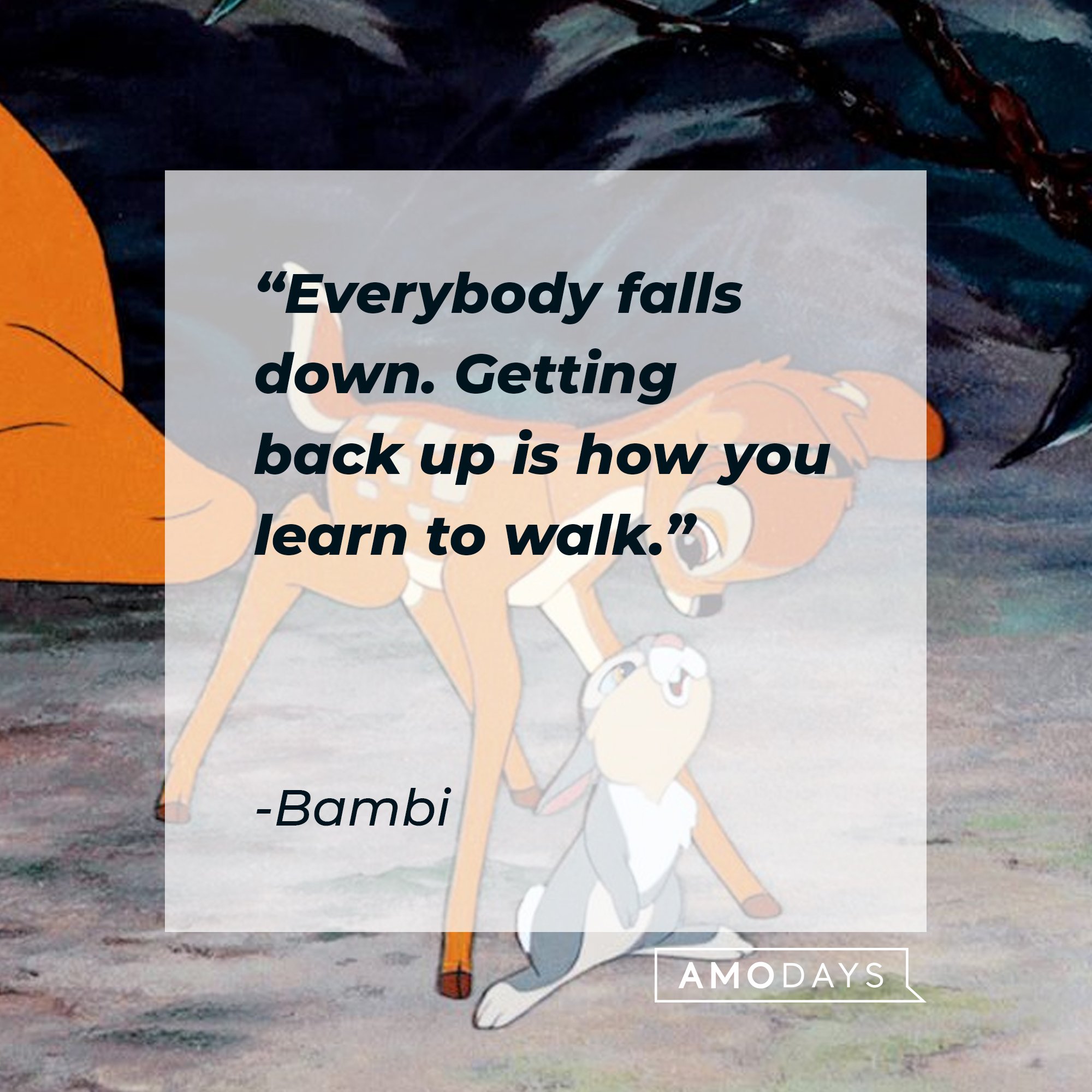 Bambi's quote "Everybody falls down. Getting back up is how you learn to walk." | Source: facebook.com/DisneyBambi