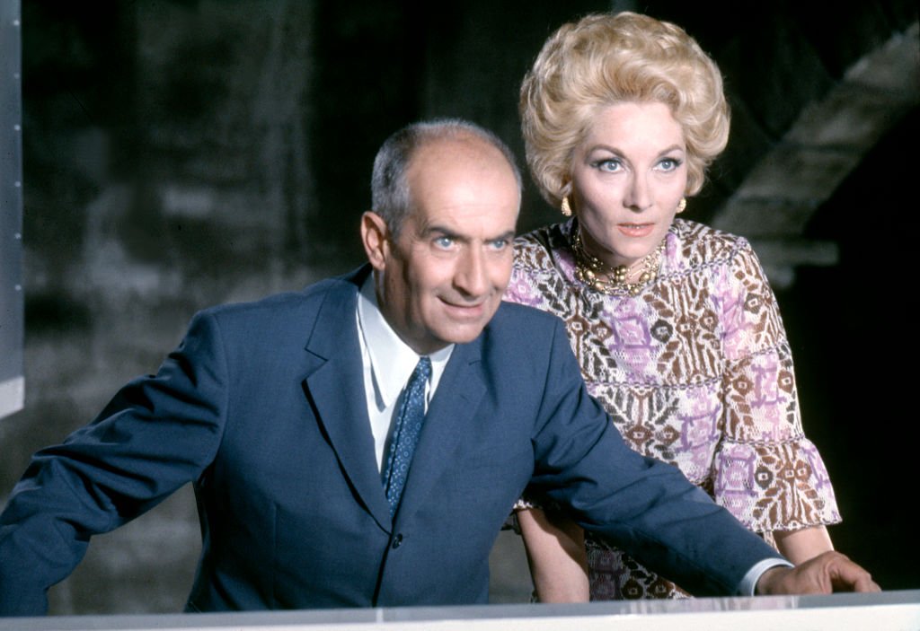 Claude Gensac et Louis de Funès sur le tournage de "Le Gendarme en Balade" en 1970. l Source : Getty Images