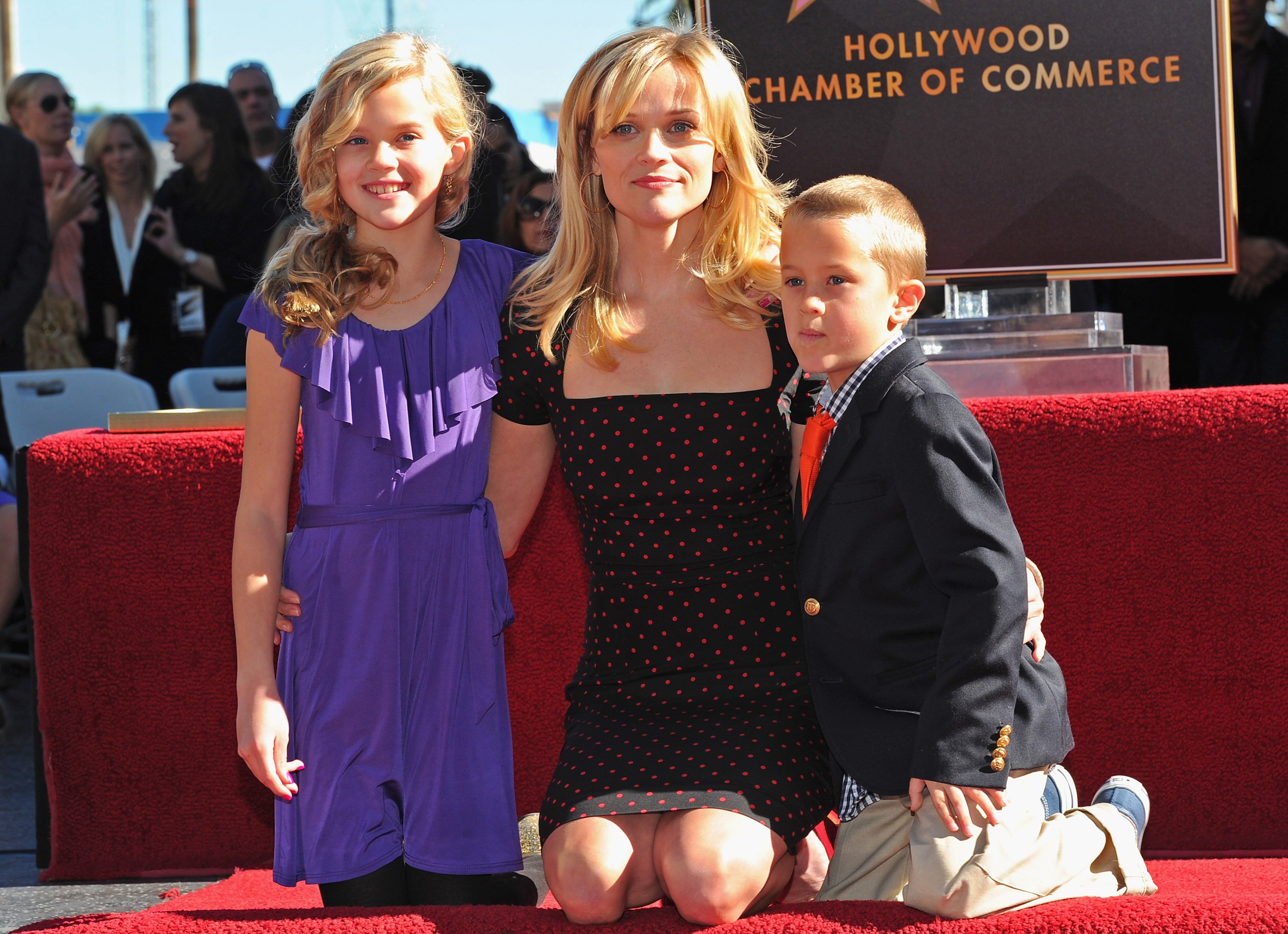 Reese Witherspoon with daughter Ava and son Deacon Phillippe at the Hollywood Walk of Fame Star honoring the actress in Hollywood, California on December 1, 2010 | Photo: Getty Images