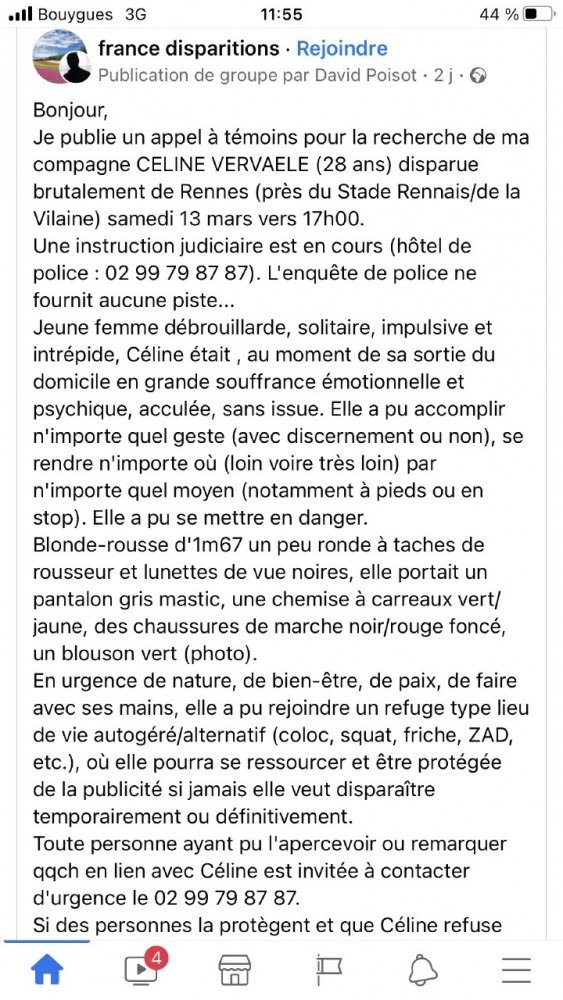 Capture d'écran | photo:  Faceboo.com/France Disparitions
