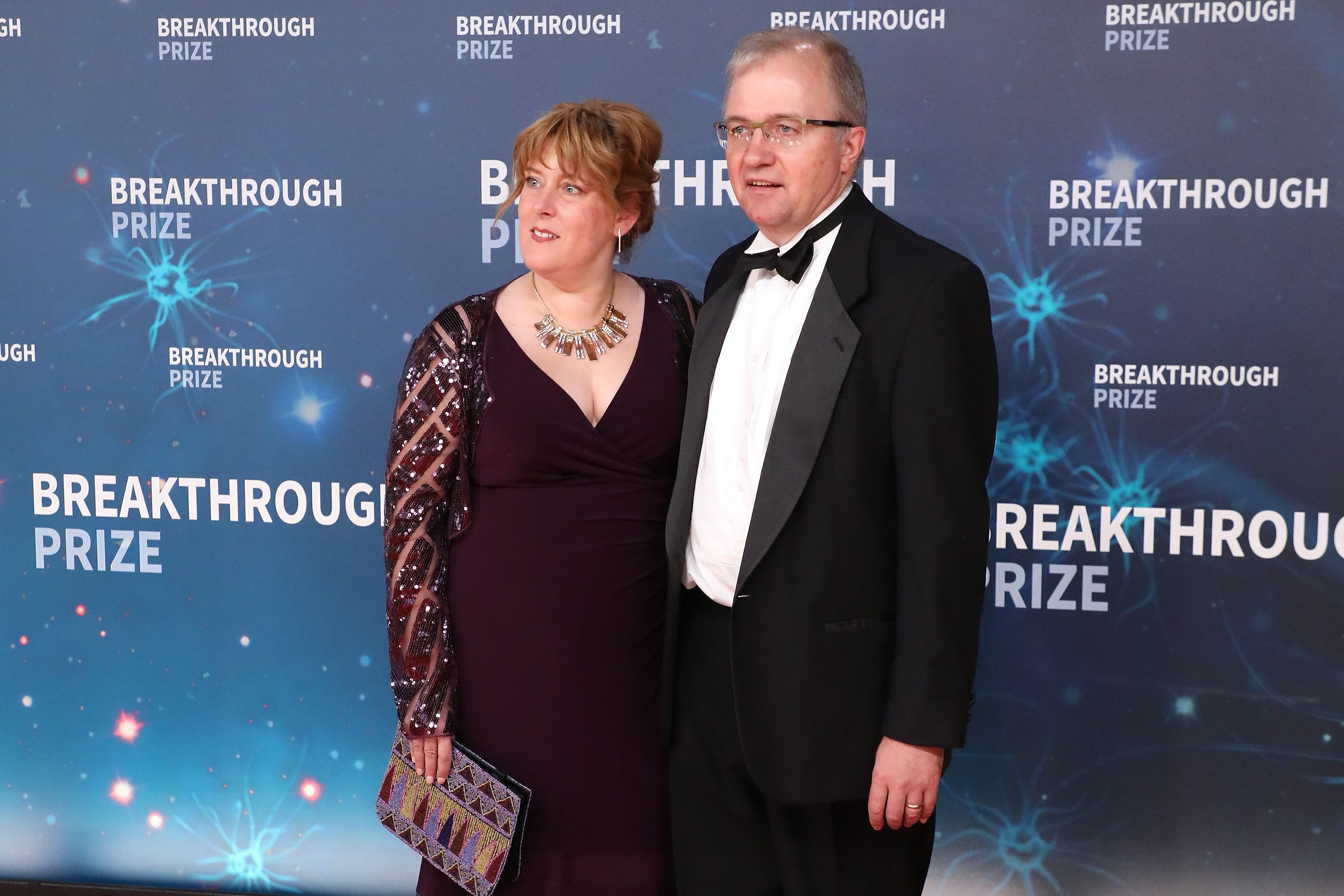 Katrina and Robert Hawking pose at the 2020 Breakthrough Prize Red Carpet at NASA Ames Research Center on November 3, 2019, in Mountain View | Source: Getty Images