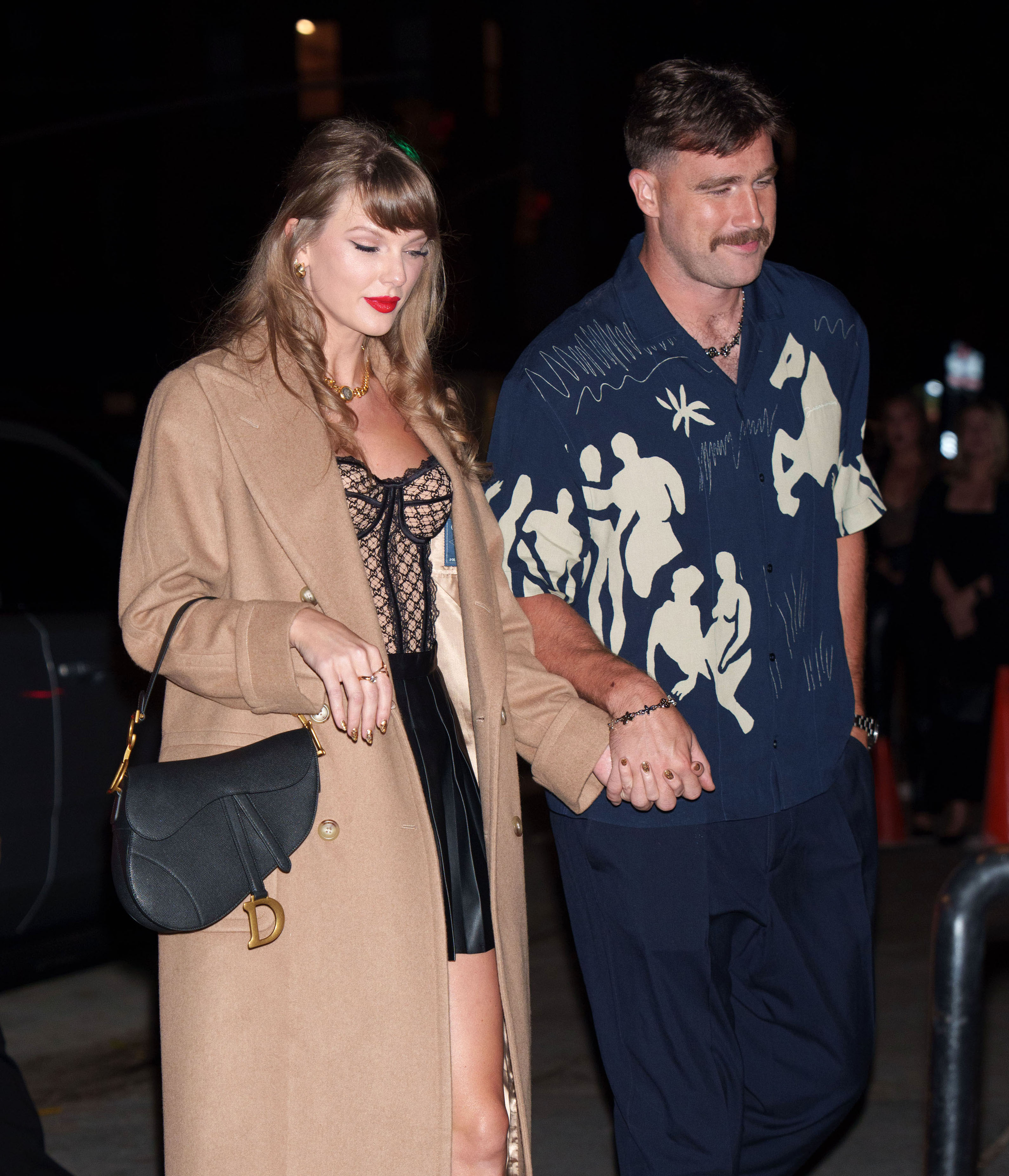 Taylor Swift and Travis Kelce are seen in New York City, on October 11, 2024 | Source: Getty Images