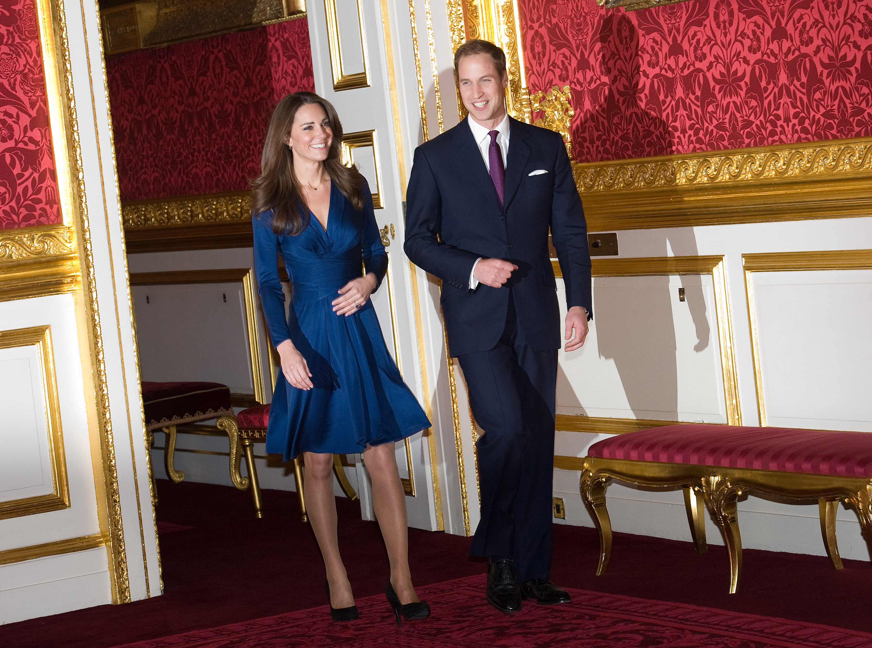 Prince William and Kate, Princess of Wales during their engagement announcement in the State Apartments of St. James Palace on November 16, 2010, in London, England. | Source: Getty Images