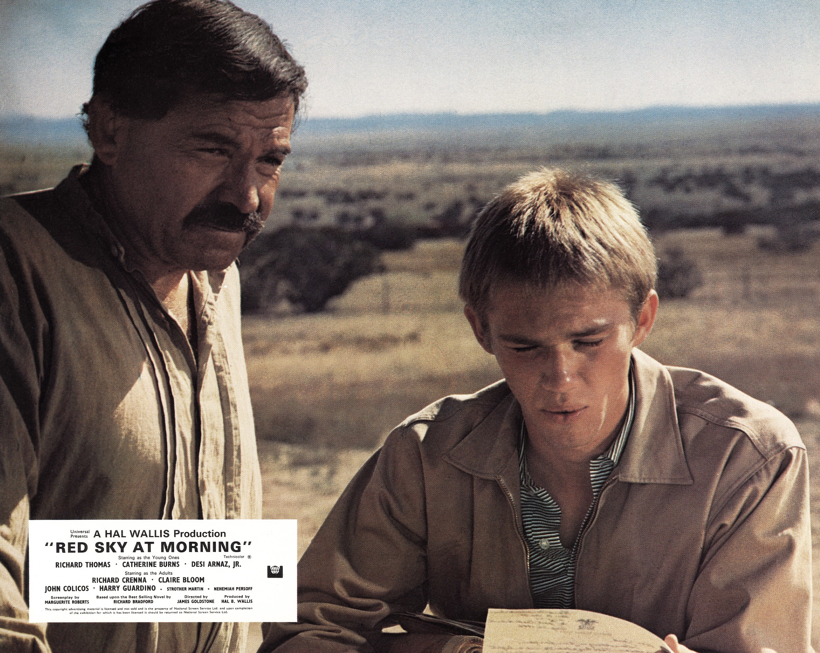 Nehemiah Persoff and Richard Thomas on the set of "Red Sky at Morning," 1971 | Source: Getty Images