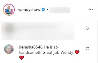 Fan's comment under a picture of Wendy Williams and her son, Kevin Hunter Jr., posted on the TV host's Instagram page | Photo: Instagram.com/wendyshow