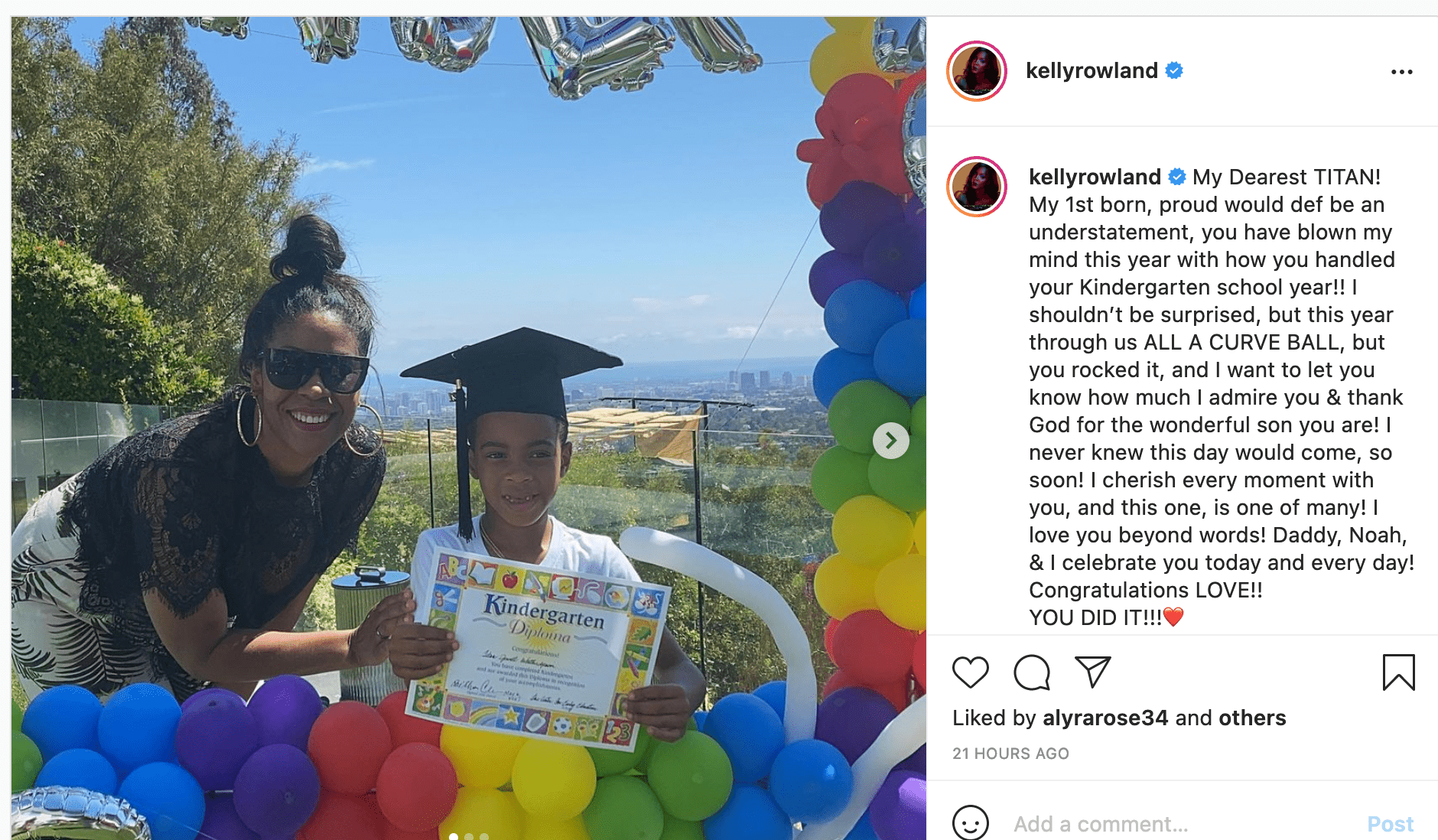 Kelly Rowland's son Titan graduates from Kindergaten. | Photo: Instagram/@Kellyrowland