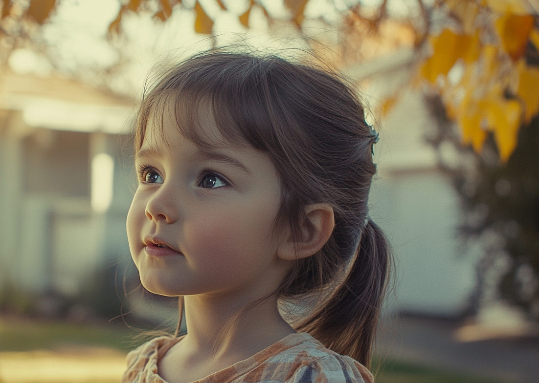 A little girl looking at her father | Source: Midjourney