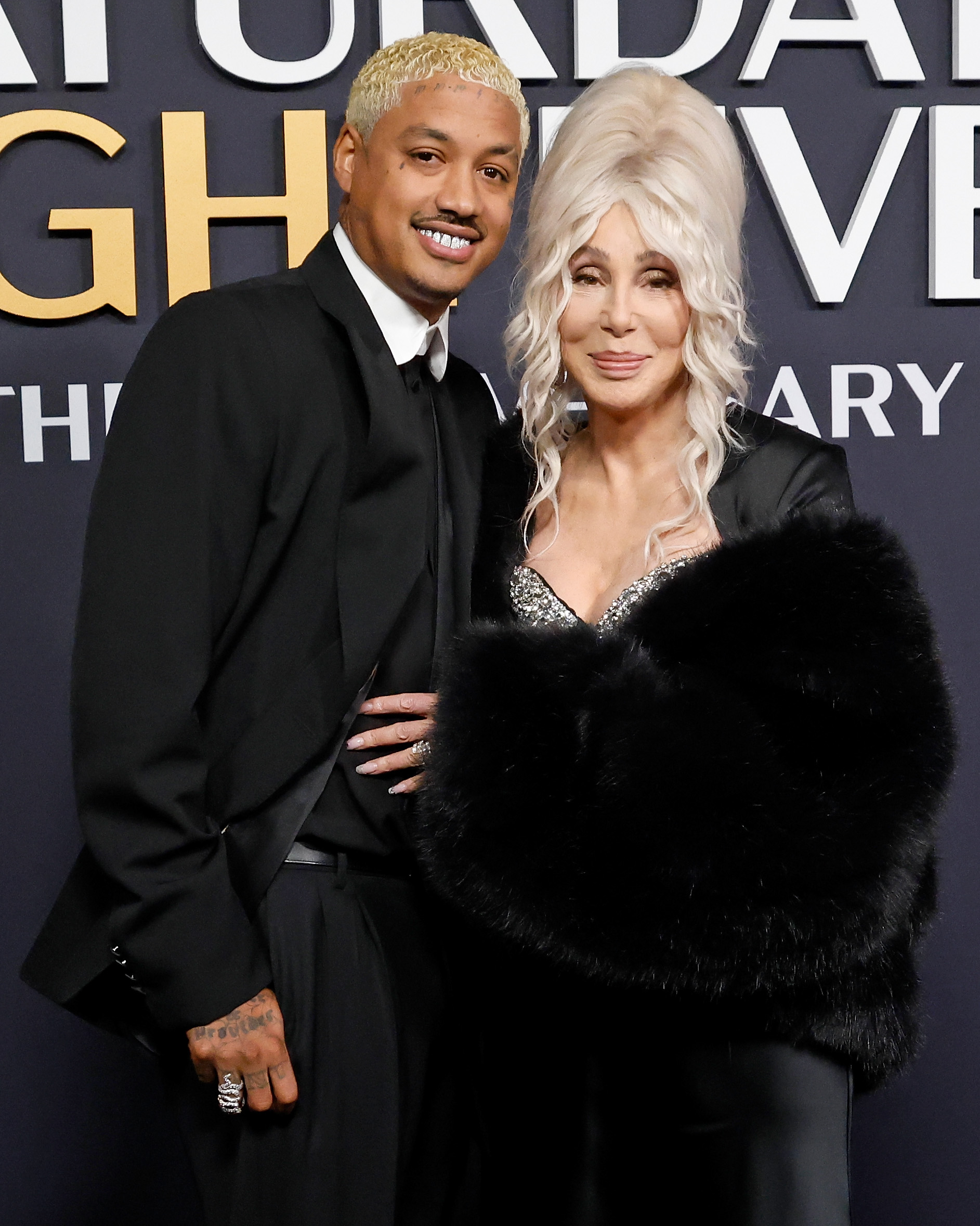 Alexander Edwards and Cher at SNL's anniversary special on February 16, 2025, at 30 Rockefeller Center in New York. | Source: Getty Images