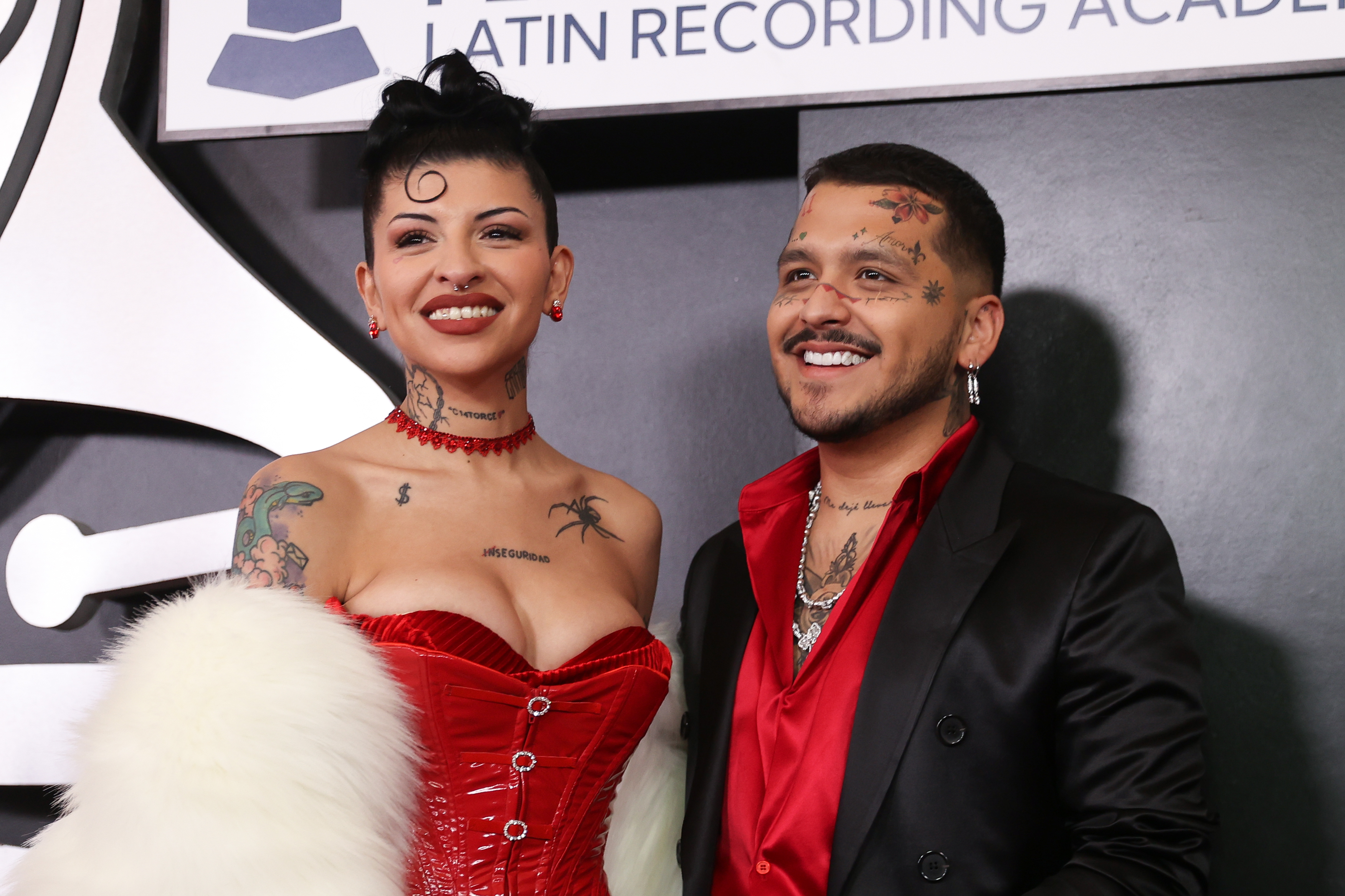 Cazzu and Christian Nodal attend The Latin Recording Academy's 2022 Person of the Year Gala at Michelob ULTRA Arena, on November 16, 2022, in Las Vegas, Nevada. | Source: Getty Images