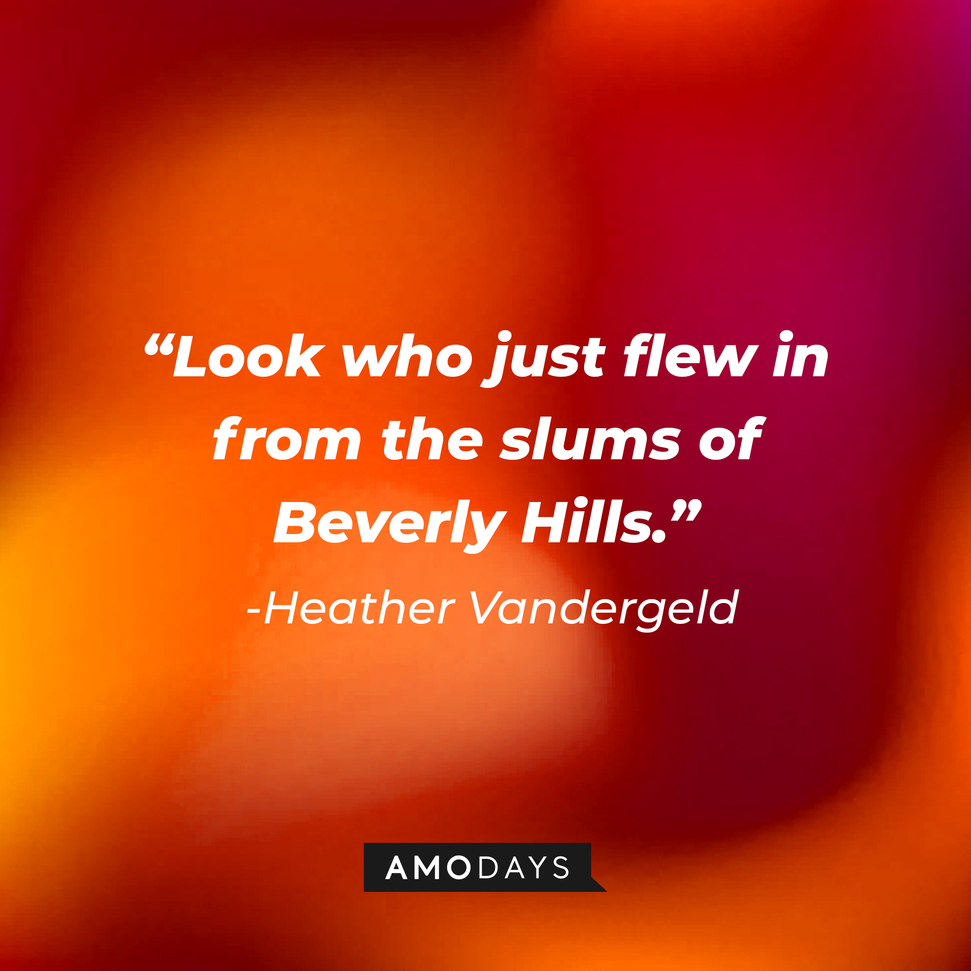 Heather Vandergeld’s quote: “Look who just flew in from the slums of Beverly Hills.”  | Source: AmoDays