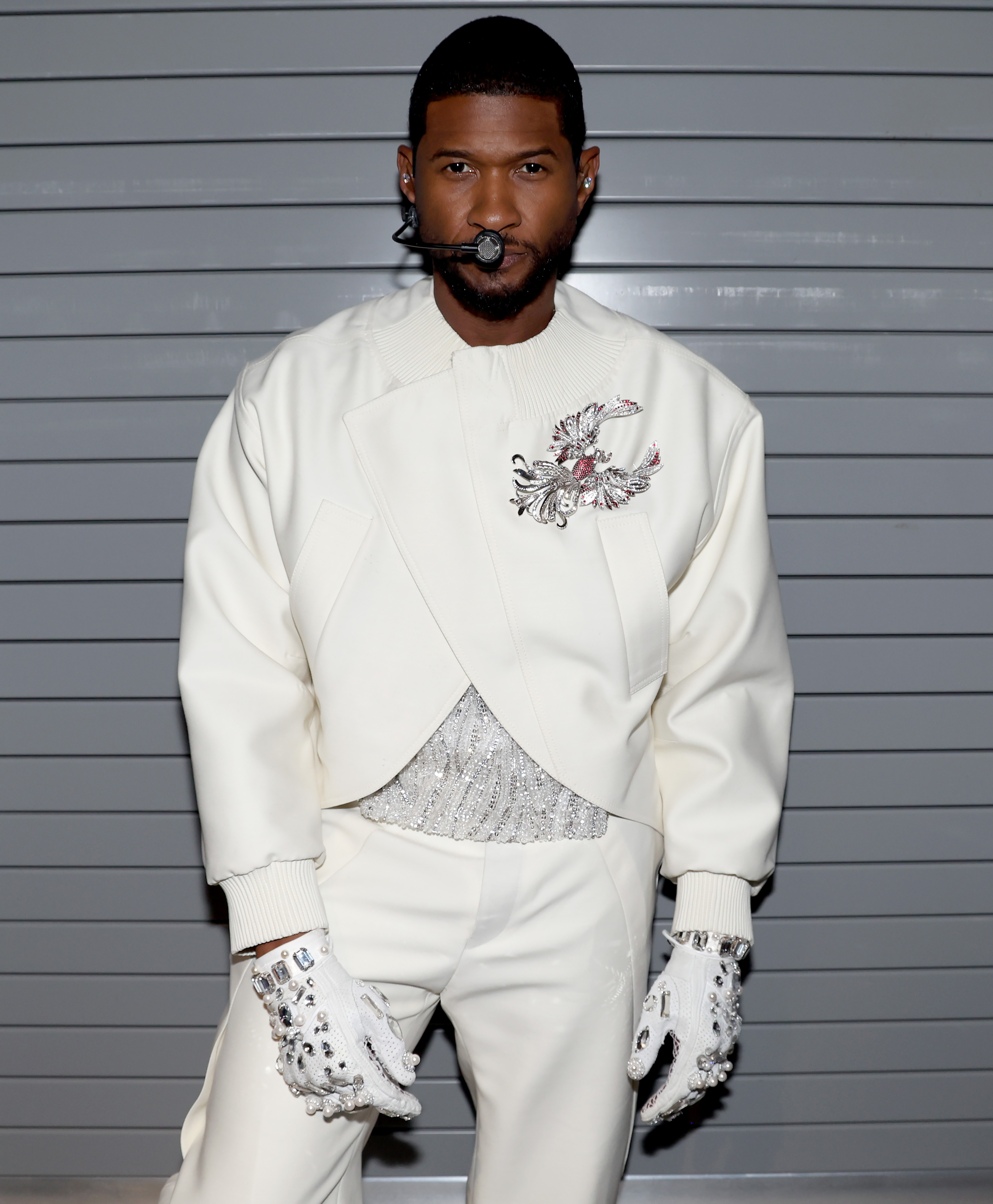 Usher poses backstage during the Apple Music Super Bowl LVIII Halftime Show on February 11, 2024 in Las Vegas, Nevada | Source: Getty Images