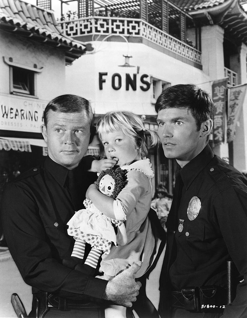 Martin Milner and Kent McCord co-stars of the hit 1970's TV show Adam 12 in a promotional shot from the early 1970's  | Source: Getty Images
