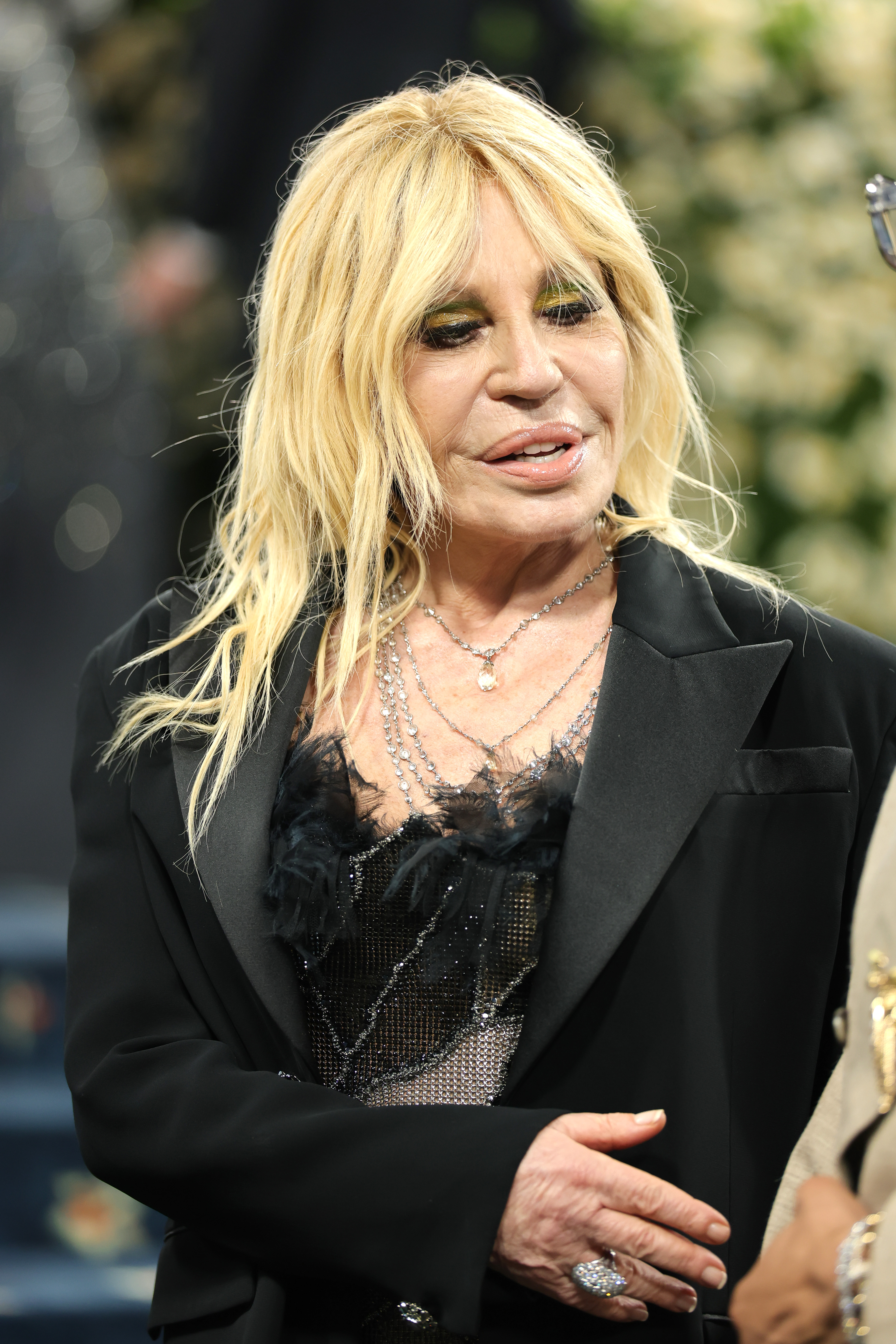Donatella Versace attends The Met Gala Celebrating "Superfine: Tailoring Black Style" on May 5, 2025, in New York City. | Source: Getty Images