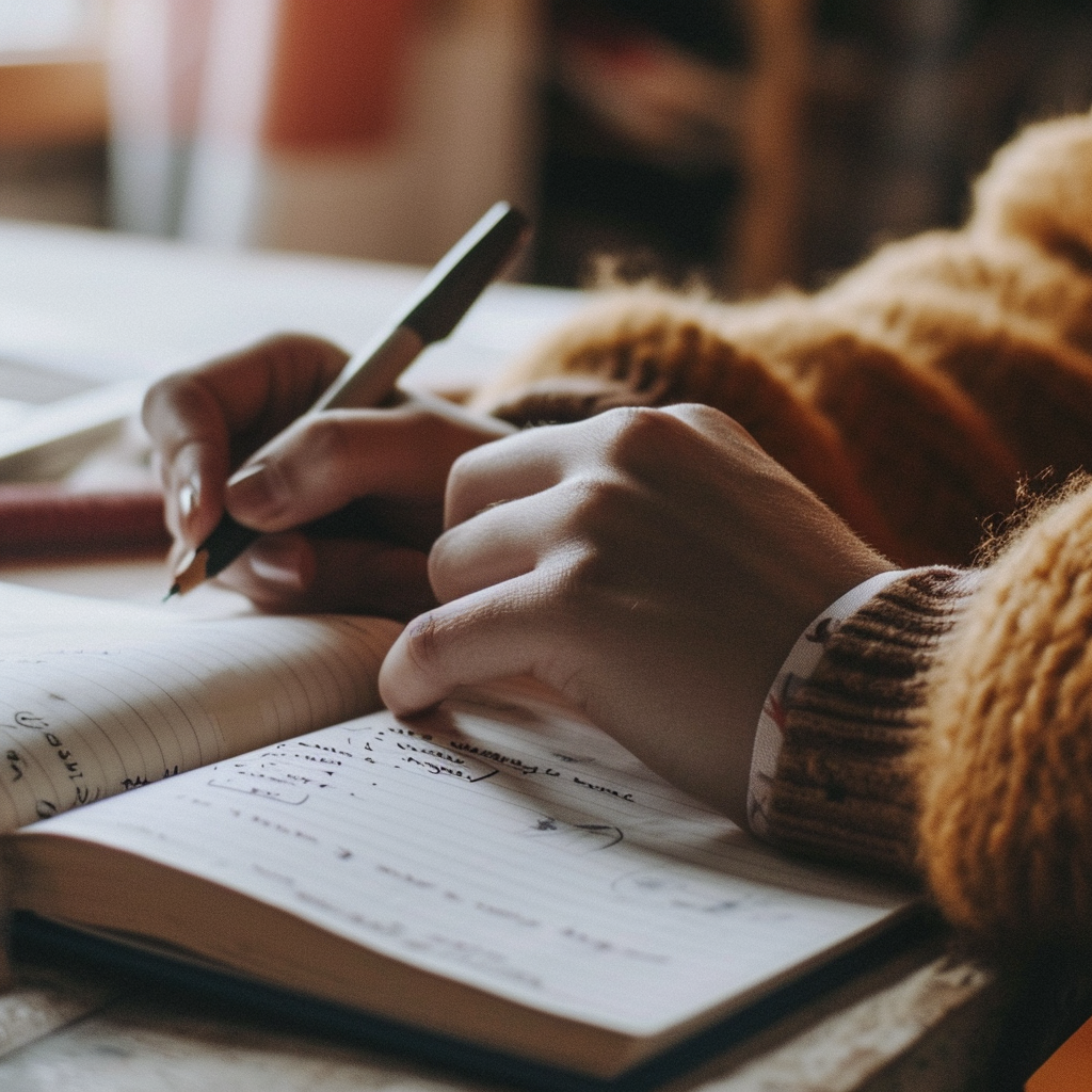 A woman writing | Source: Midjourney