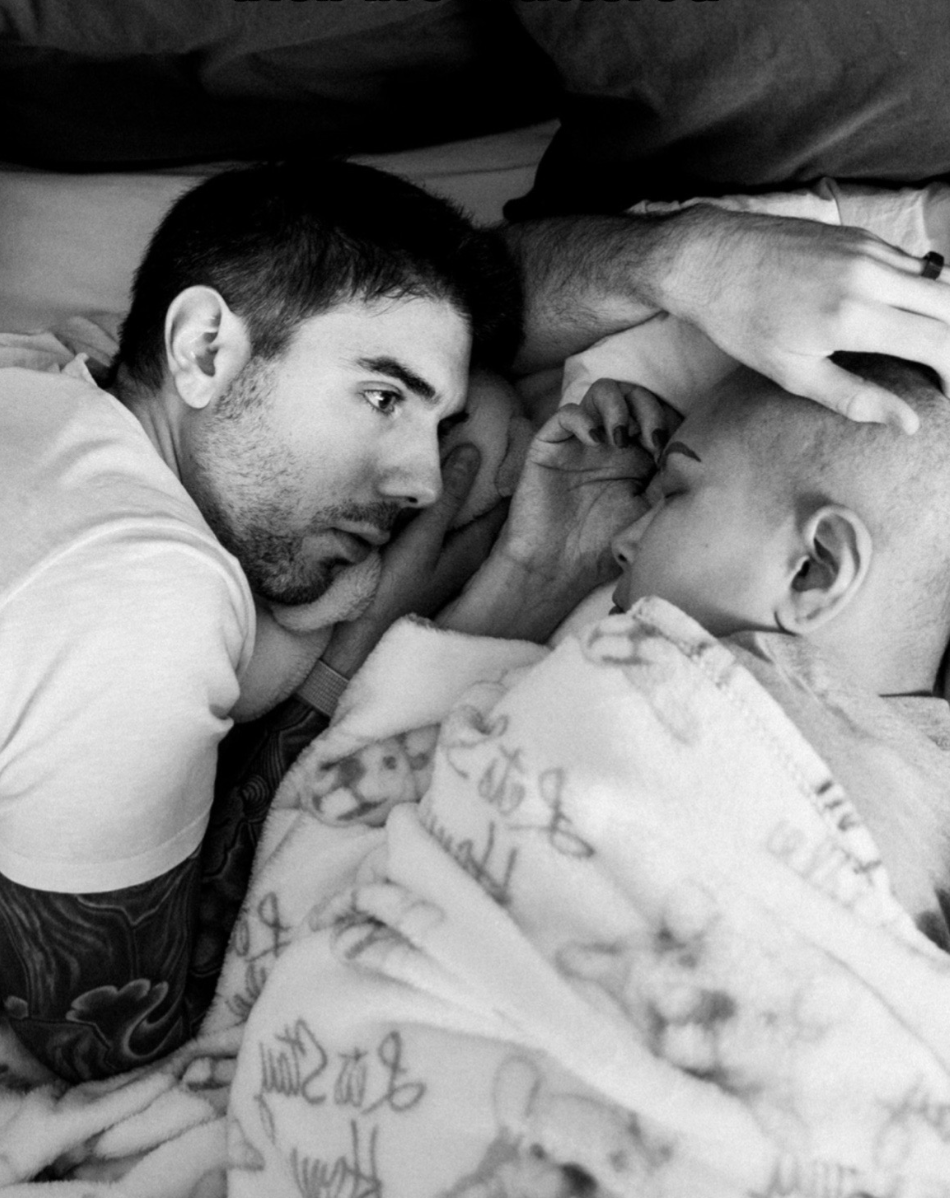 CJ Infantino lying bed with his wife | Source: TikTok/unvoiced_grieftalks