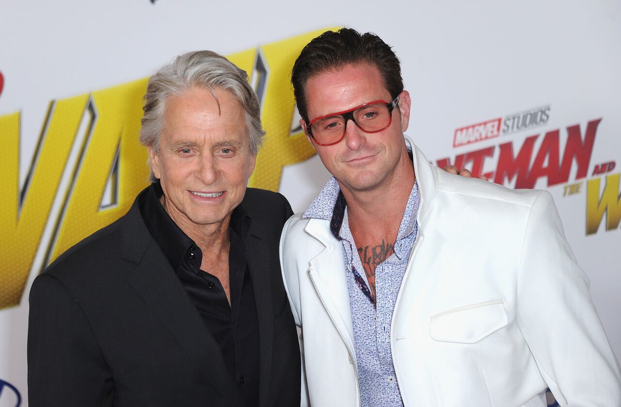 Michael Douglas and son Cameron Douglas arrive for the Premiere Of Disney And Marvel's "Ant-Man And The Wasp." | Source: Getty Images 