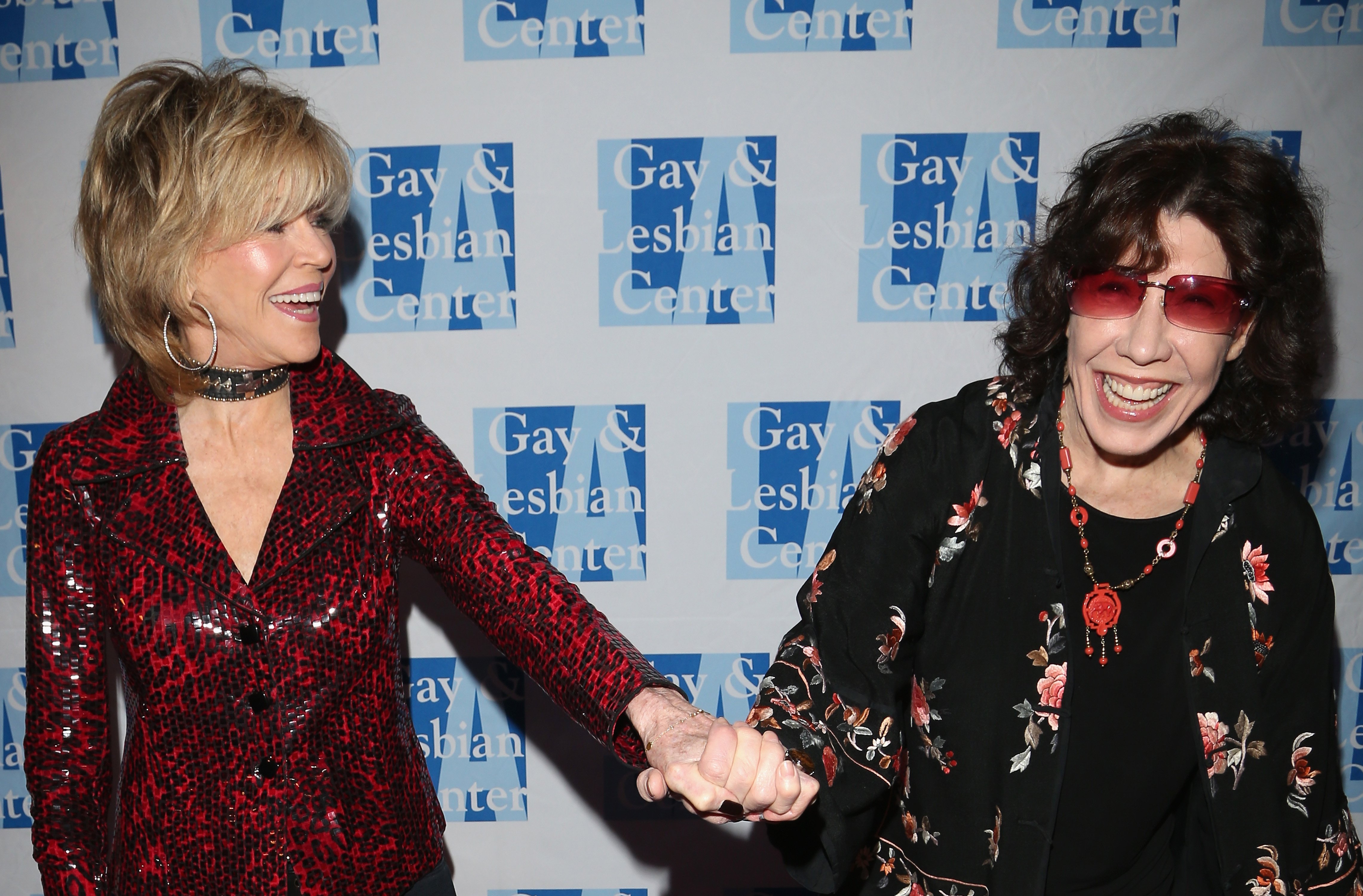 Jane Fonda and Lily Tomlin at The L.A. Gay & Lesbian Center's Lily Tomlin/Jane Wagner Cultural Arts Center Presents Conversations With Coco With Special Guest Jane Fonda on April 20, 2013, in California. | Source: James Lemke Jr/WireImage/Getty Images