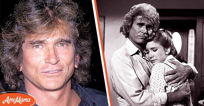 Michael Landon attends the Third Annual Moonlight Roundup Extravaganza to Benefit Free Arts for Abused Children on July 29, 1989. [Left] | Michael Landon and Melissa Gilbert on series "Little House: A New Beginning" [Right] | Photo: Getty Images