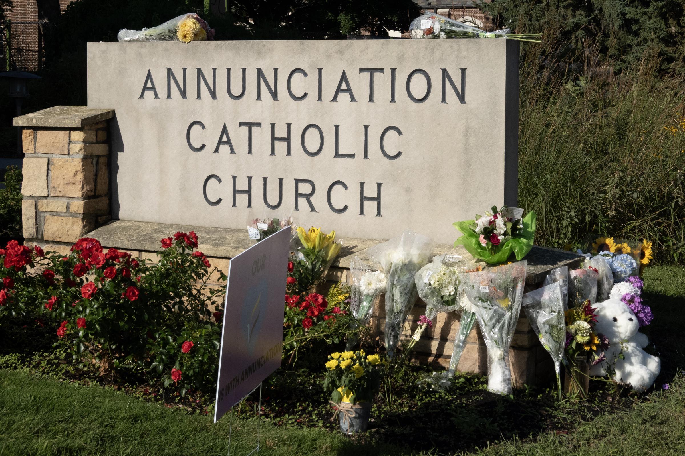 A memorial in front of Annunciation Catholic Church on August 28, 2025, in Minneapolis, Minnesota. | Source: Getty Images