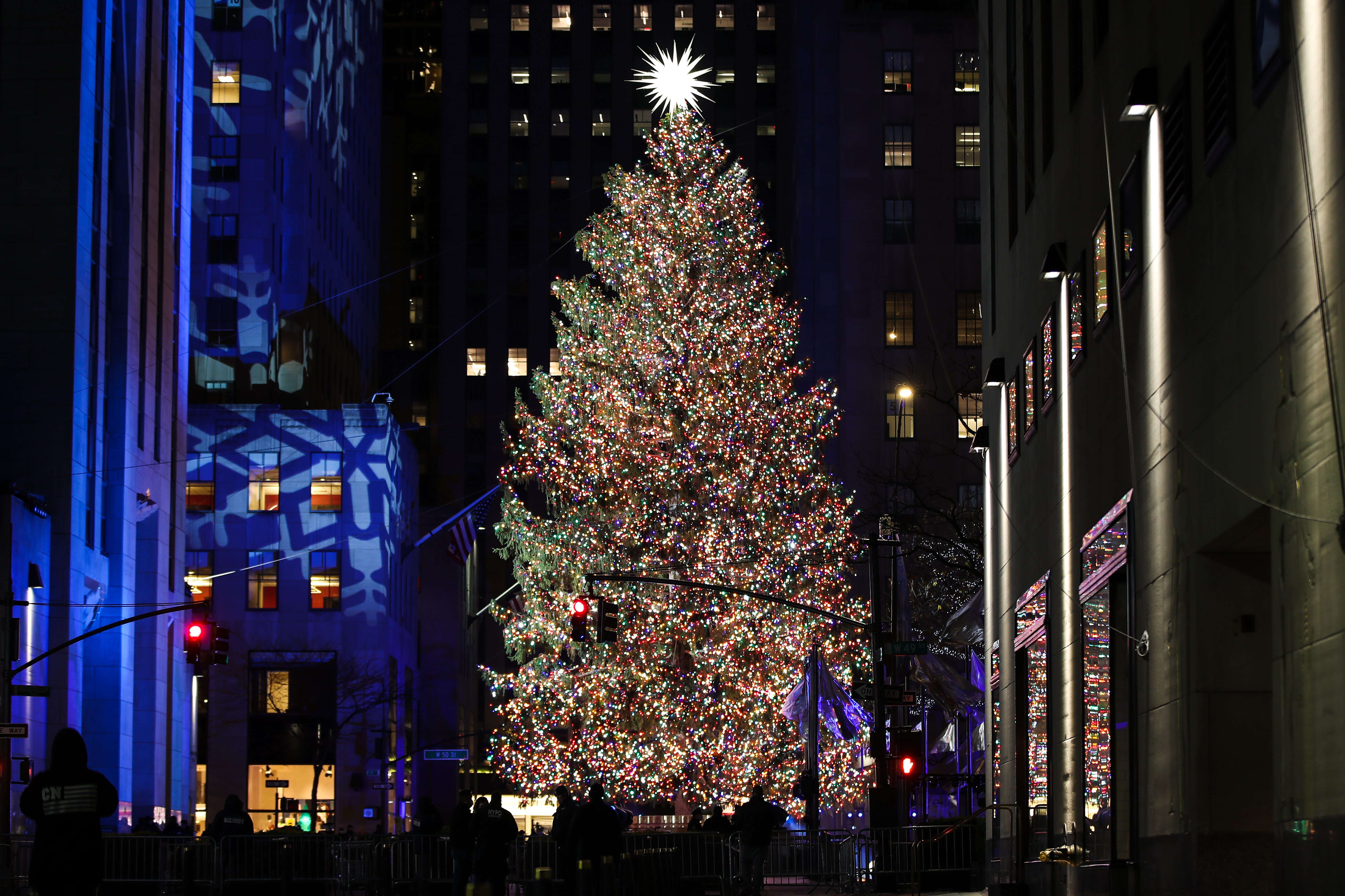 A view of the Rockefeller Center Christmas Tree during the 88th Annual Rockefeller Center Christmas Tree Lighting Ceremony in New York City, United States on December 2, 2020. | Source: Getty Images.