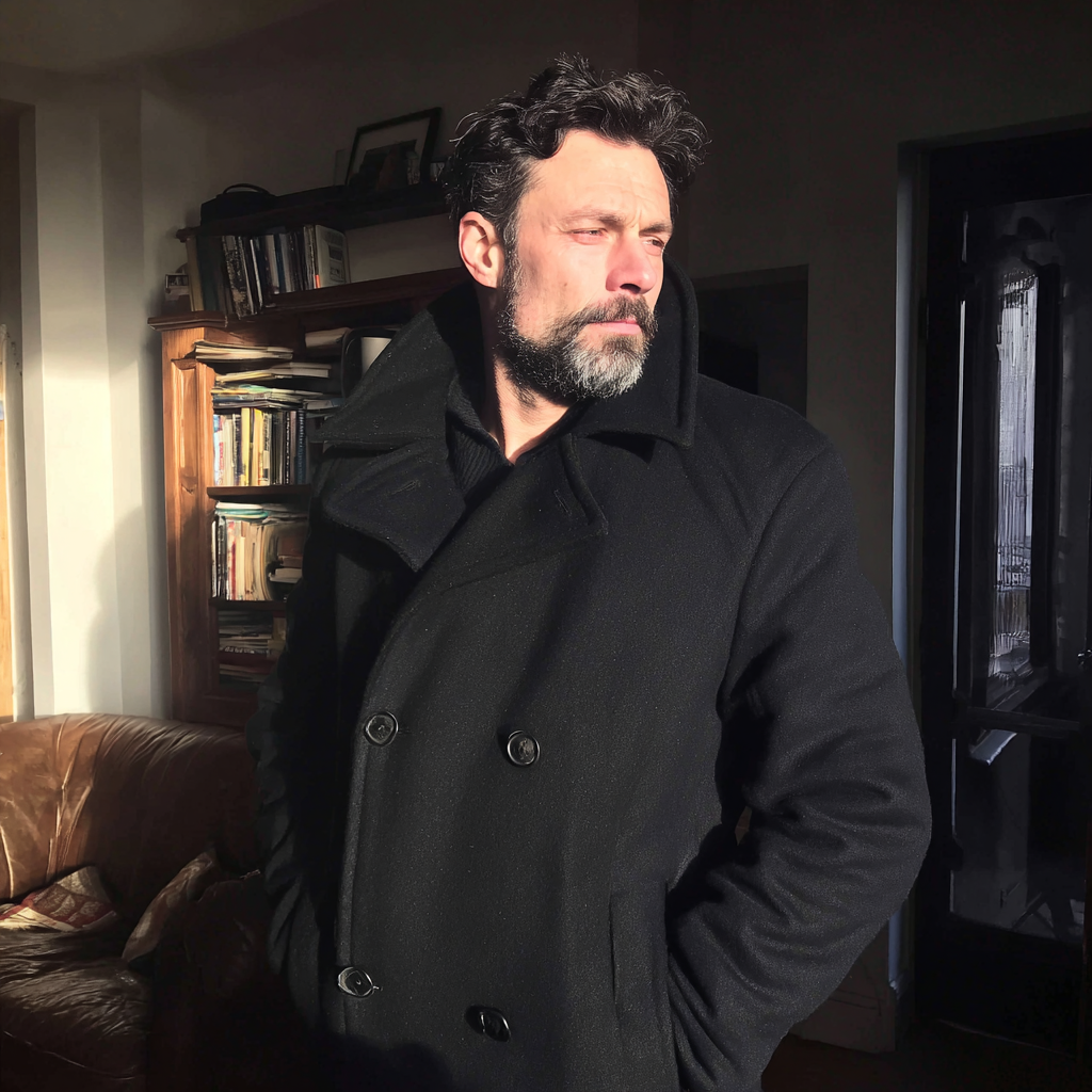 A man wearing a black coat | Source: Midjourney