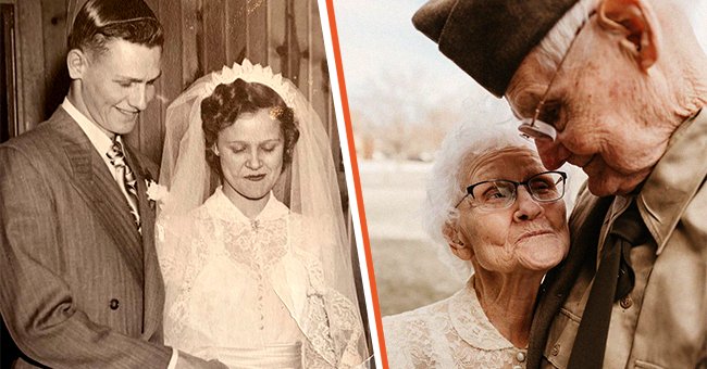 [Left] Teenage sweethearts on their wedding day; [Right] The couple after 70 years of marriage. | Source: instagram.com/anna.behning