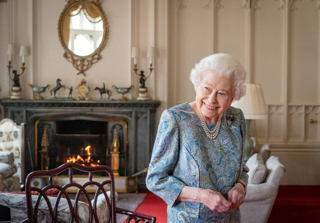 Britain's Queen Elizabeth II  during an audience with Switzerland's President Ignazio Cassis (unseen) at Windsor Castle, west of London on April 28, 2022. | Source: Getty Images