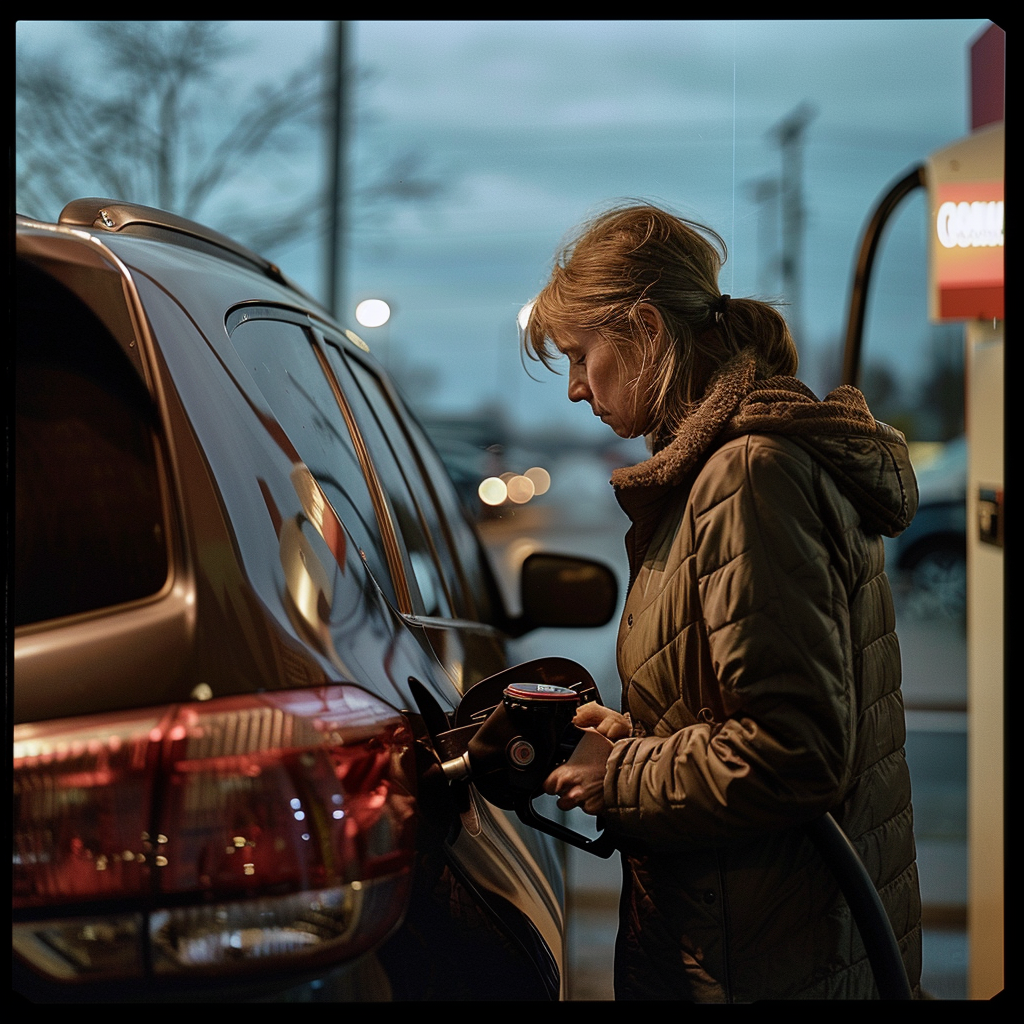 Daina filling her car with gas | Source: Midjourney