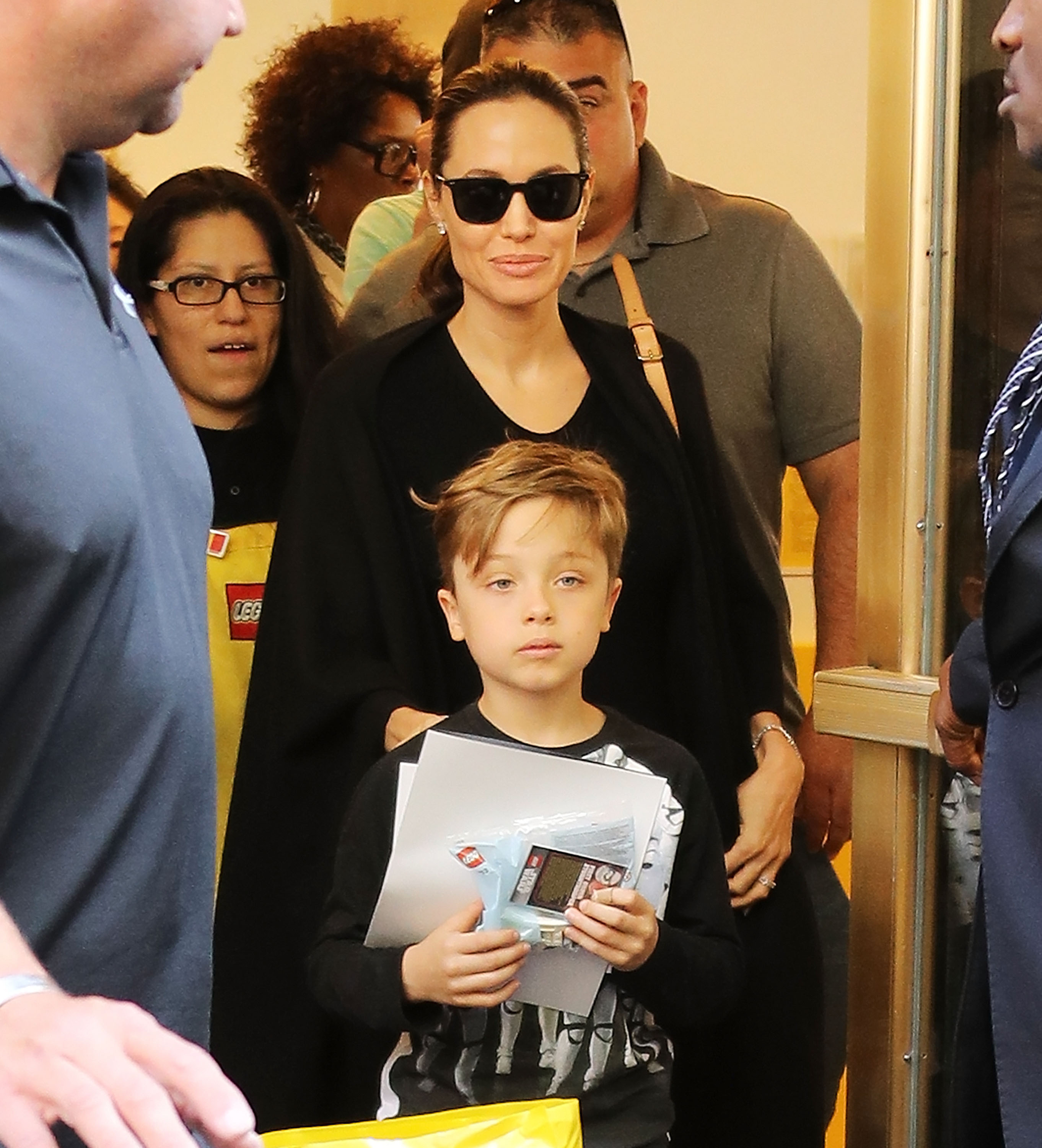 Angelina Jolie and Knox Jolie-Pitt are seen on June 18, 2016, in New York City.