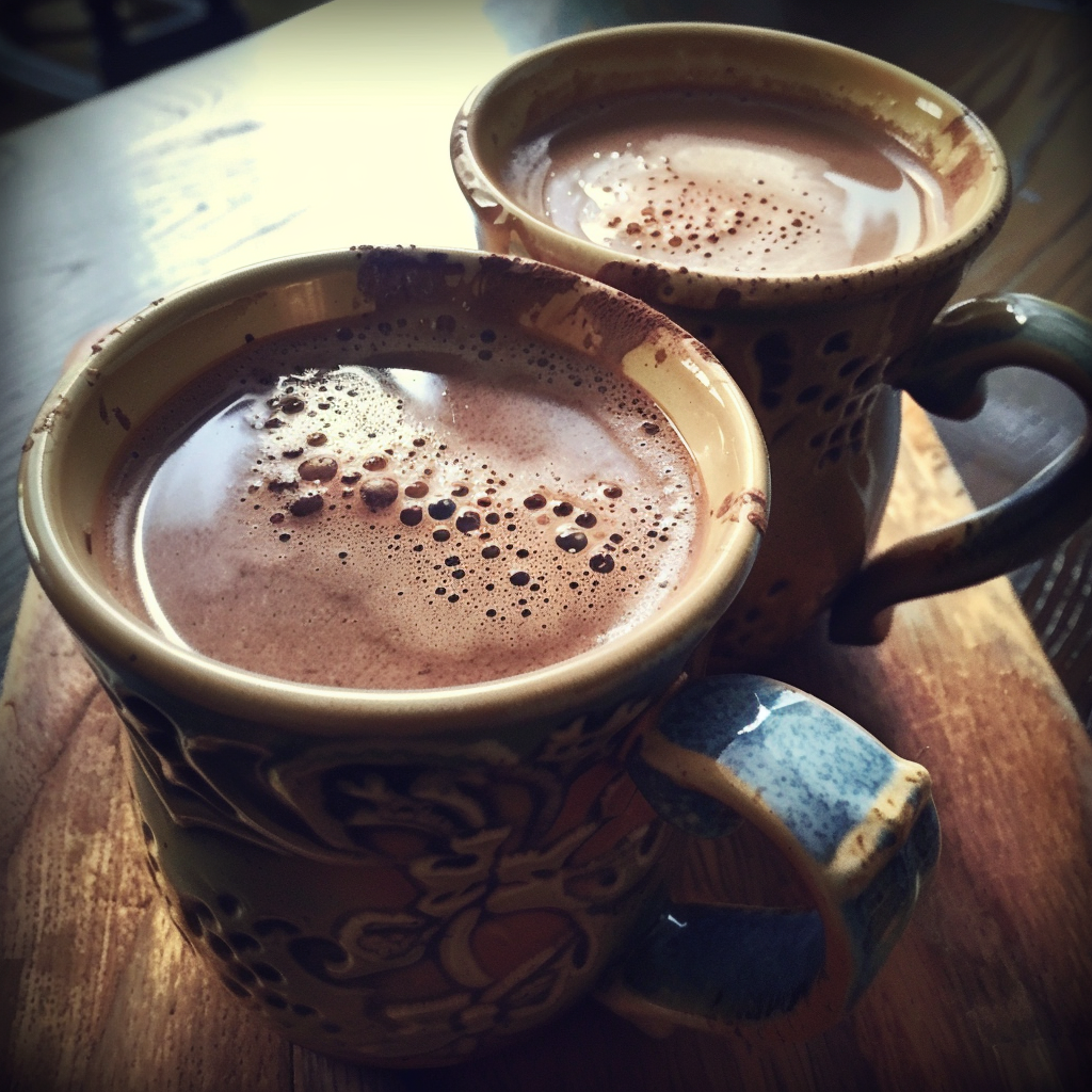 Two mugs of hot chocolate | Source: Midjourney